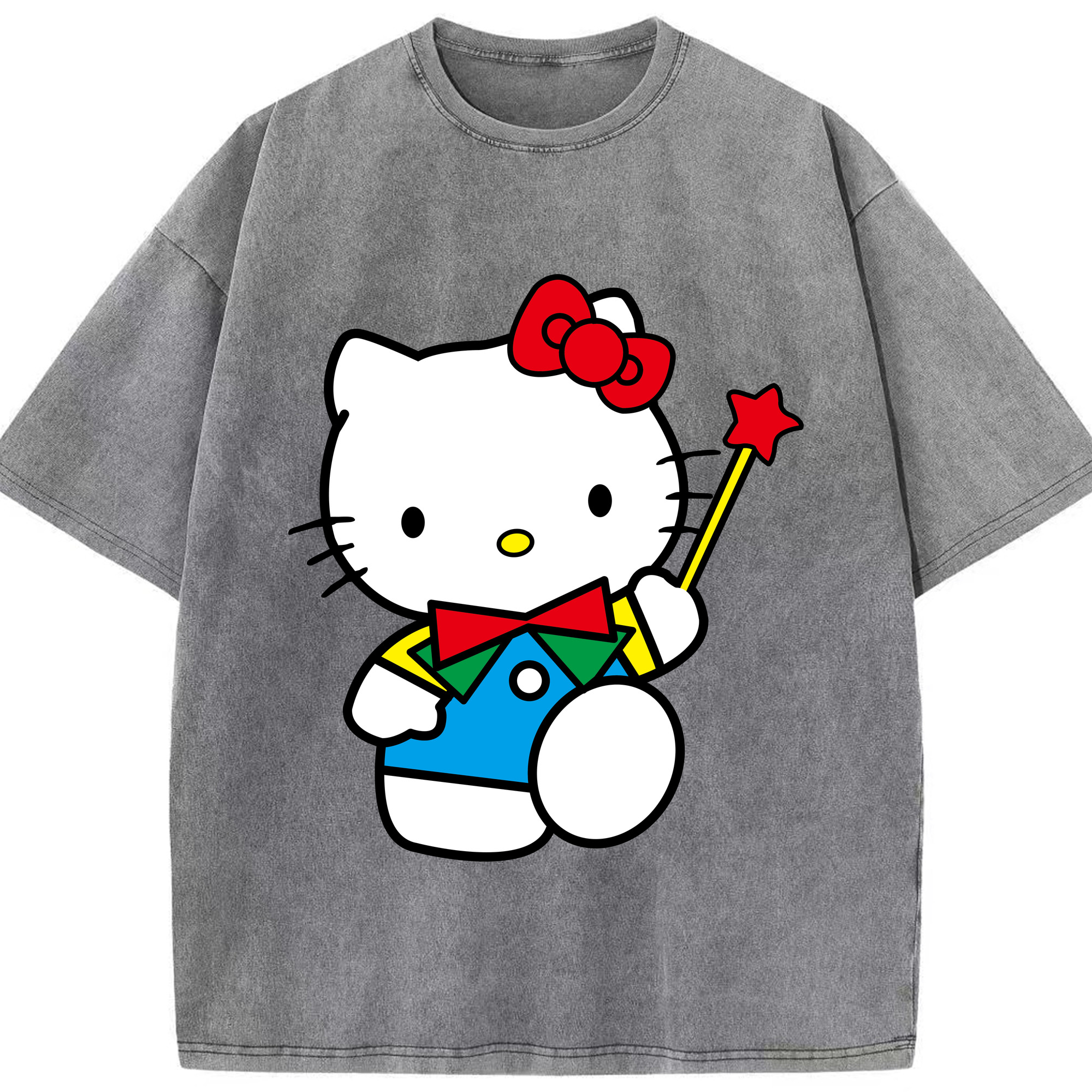 （画像用） Hello Kitty ハローキティ 綿100% ヴィンテージ風 半袖Tシャツ（フロントプリント）