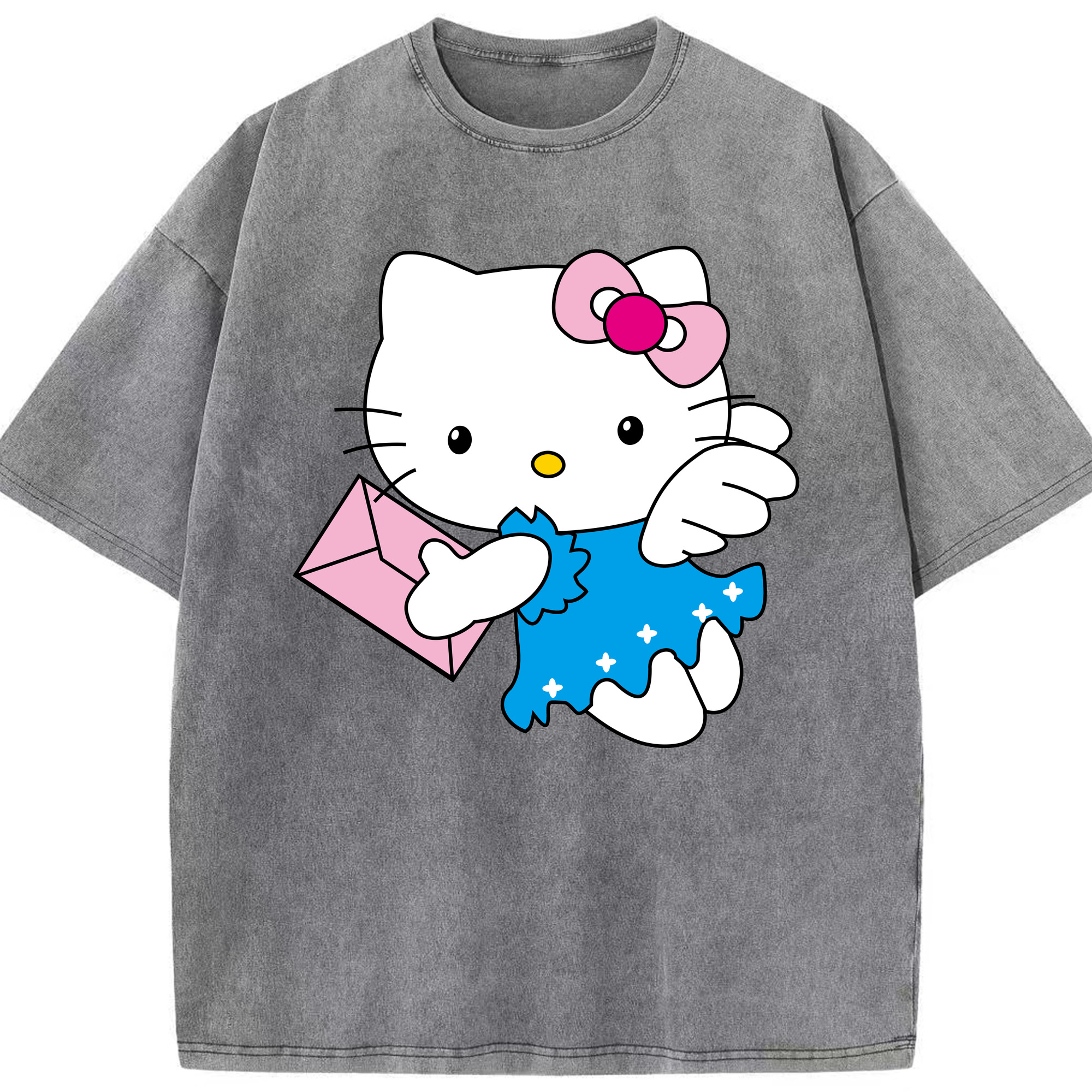 （画像用） Hello Kitty ハローキティ 綿100% ヴィンテージ風 半袖Tシャツ（フロントプリント）