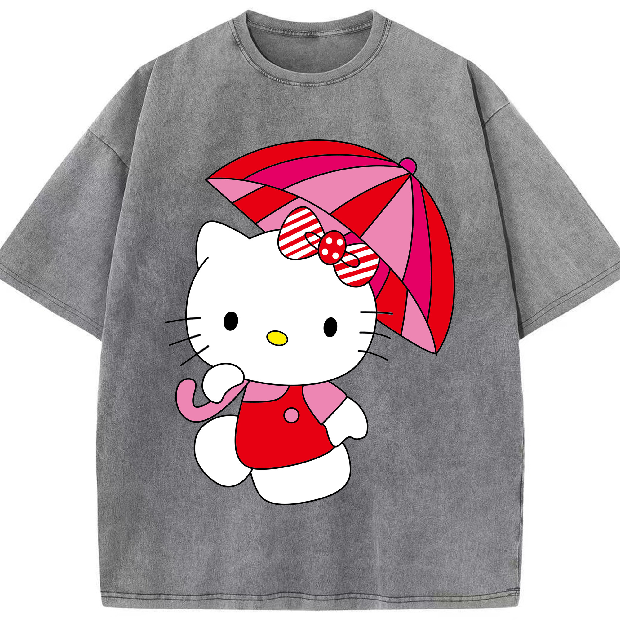 （画像用） Hello Kitty ハローキティ 綿100% ヴィンテージ風 半袖Tシャツ（フロントプリント）