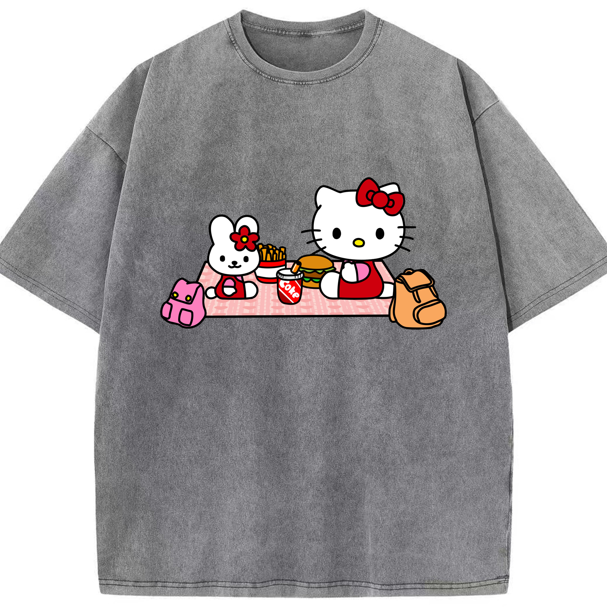 （画像用） Hello Kitty ハローキティ 綿100% ヴィンテージ風 半袖Tシャツ（フロントプリント）