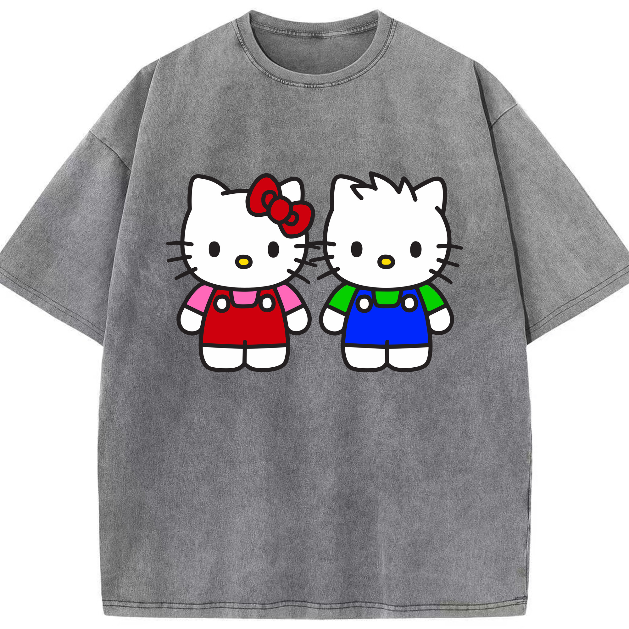 （画像用） Hello Kitty ハローキティ 綿100% ヴィンテージ風 半袖Tシャツ（フロントプリント）