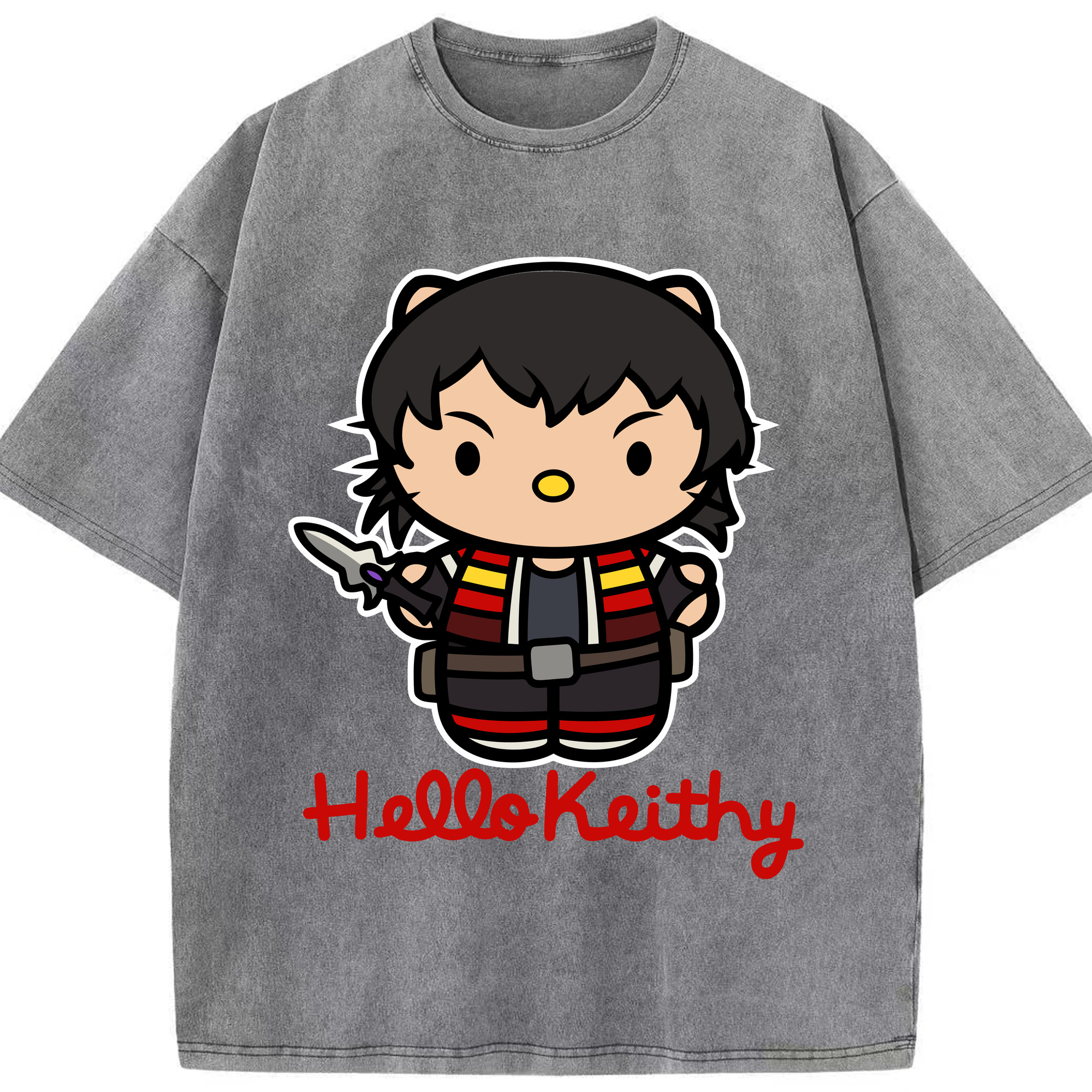 （画像用） Hello Kitty ハローキティ 綿100% ヴィンテージ風 半袖Tシャツ（フロントプリント）