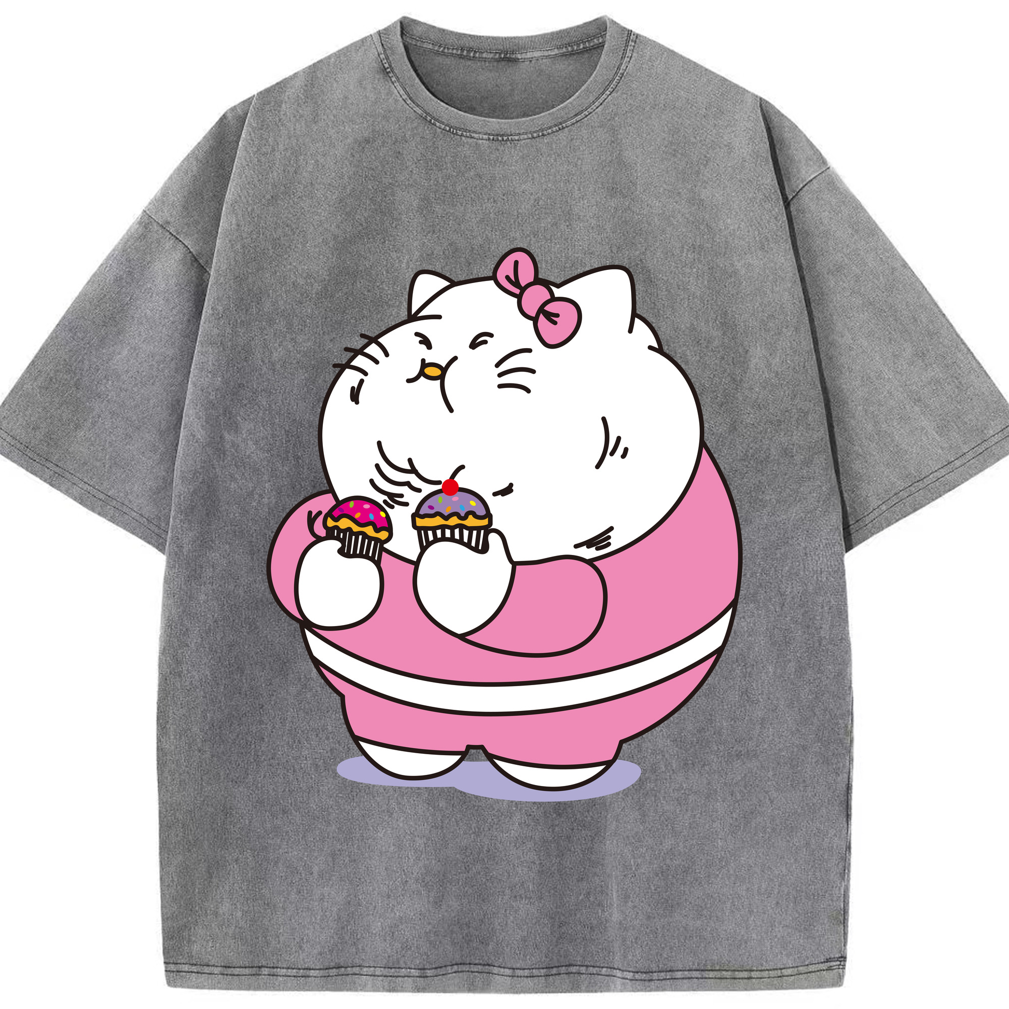 （画像用） Hello Kitty ハローキティ 綿100% ヴィンテージ風 半袖Tシャツ（フロントプリント）