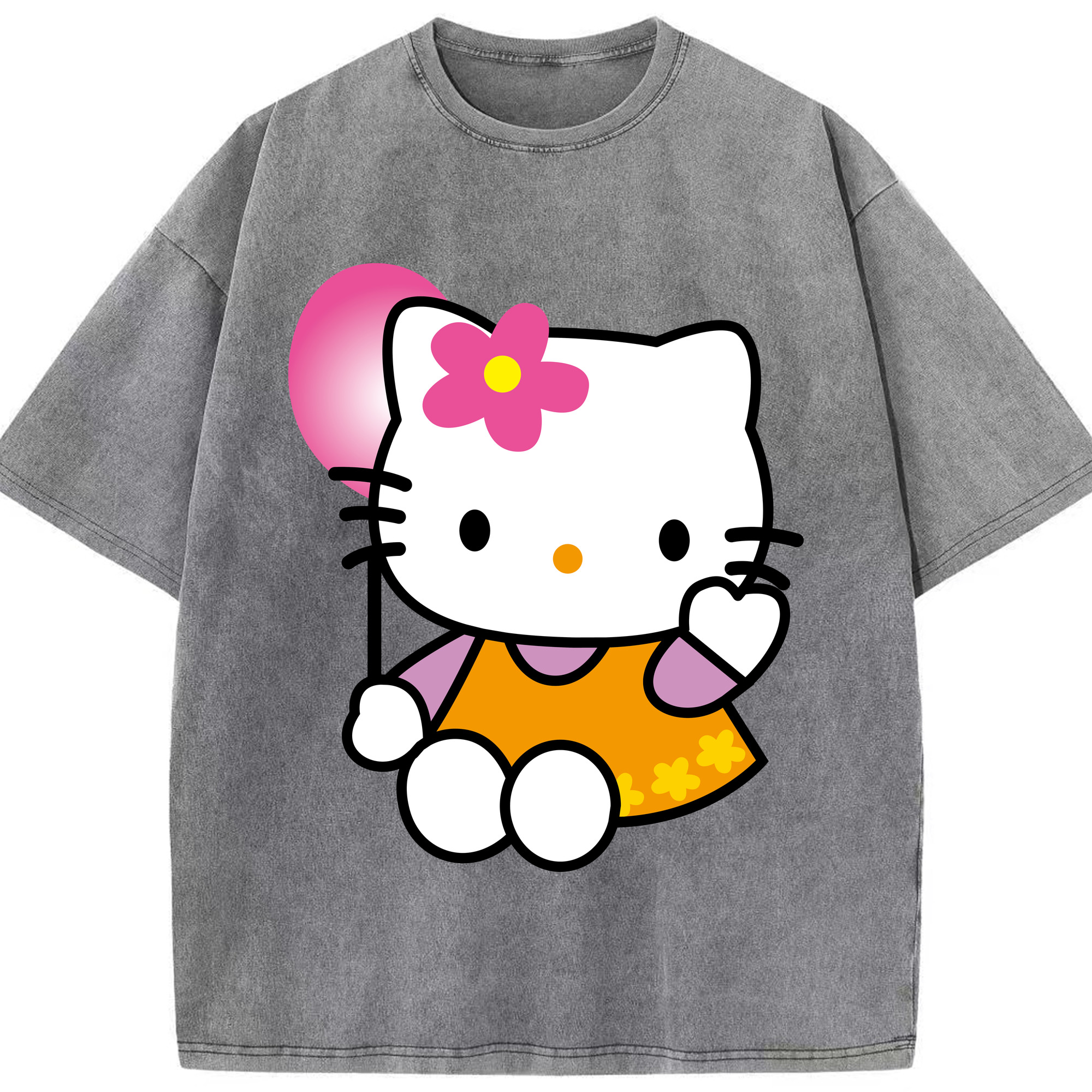 （画像用） Hello Kitty ハローキティ 綿100% ヴィンテージ風 半袖Tシャツ（フロントプリント）