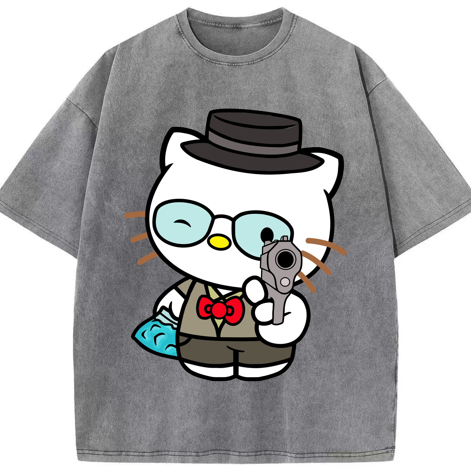 （画像用） Hello Kitty ハローキティ 綿100% ヴィンテージ風 半袖Tシャツ（フロントプリント）
