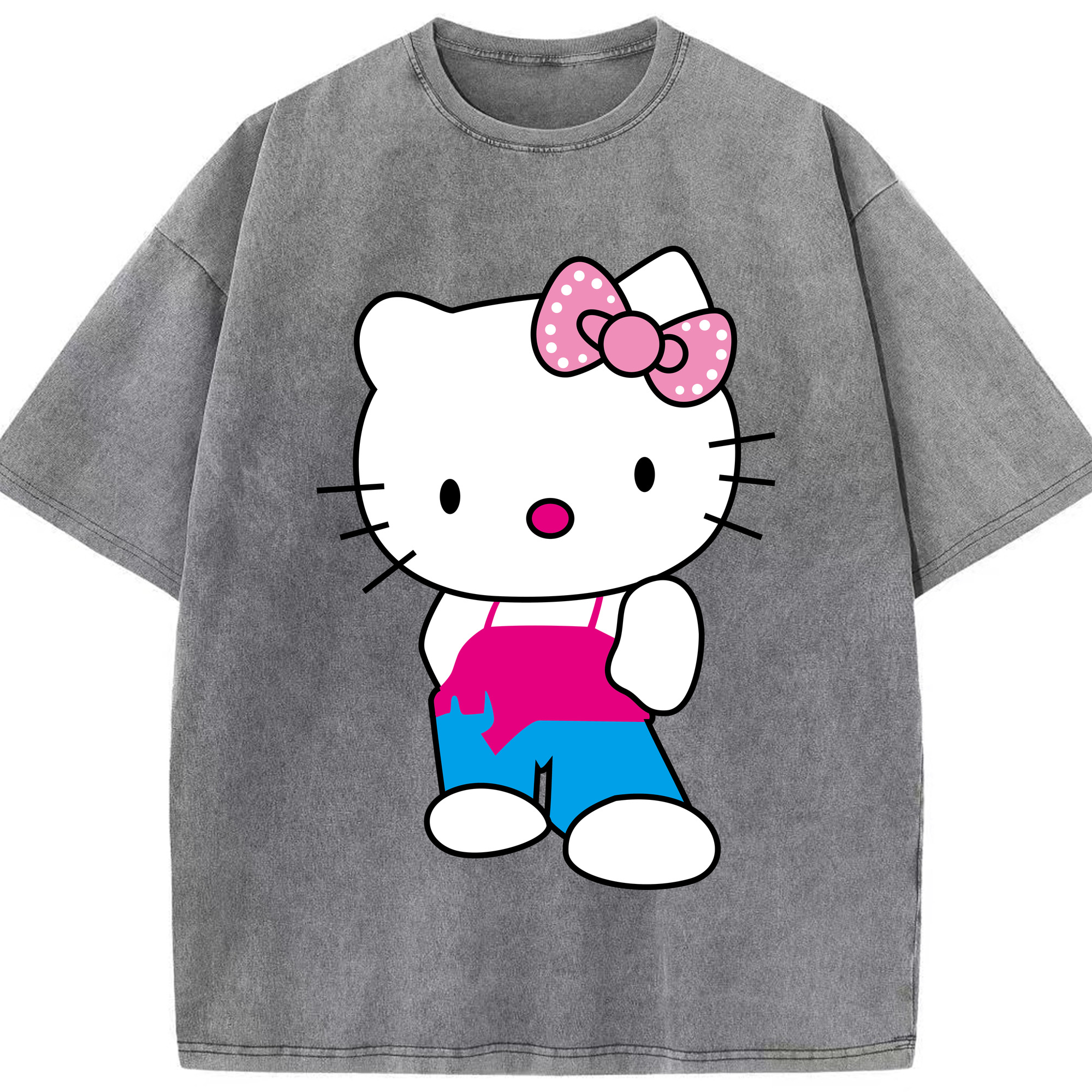 （画像用） Hello Kitty ハローキティ 綿100% ヴィンテージ風 半袖Tシャツ（フロントプリント）