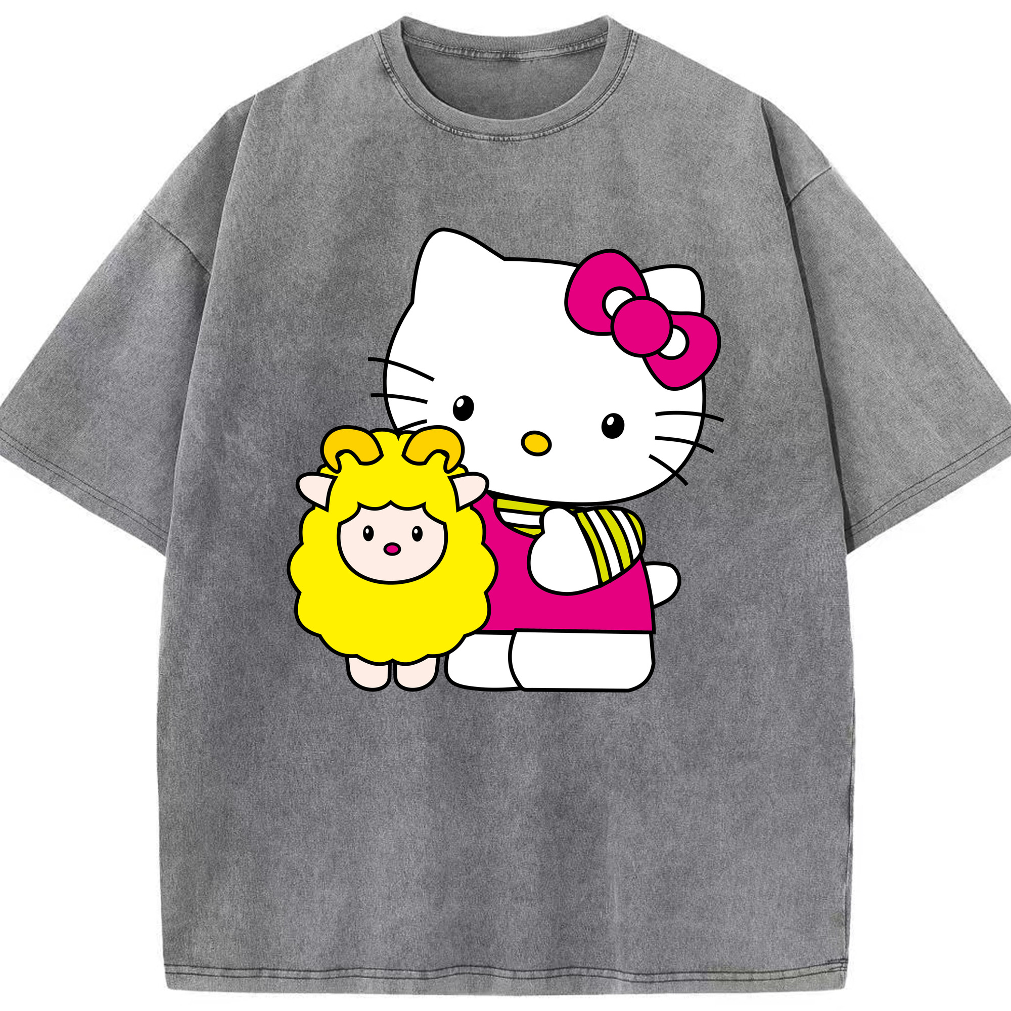 （画像用） Hello Kitty ハローキティ 綿100% ヴィンテージ風 半袖Tシャツ（フロントプリント）