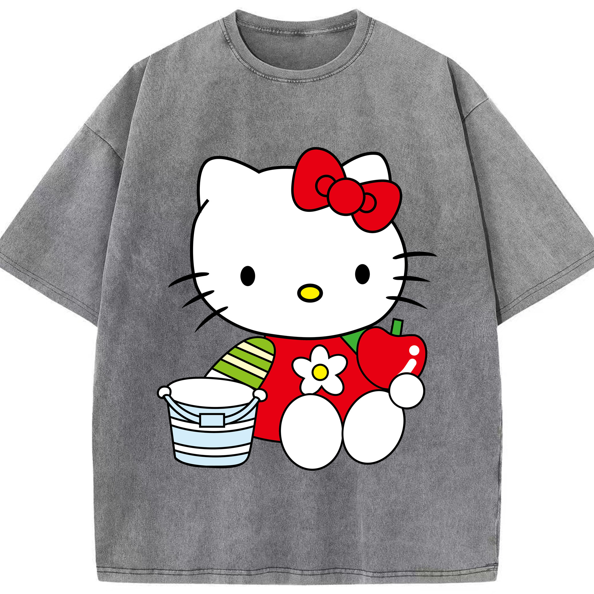 （画像用） Hello Kitty ハローキティ 綿100% ヴィンテージ風 半袖Tシャツ（フロントプリント）