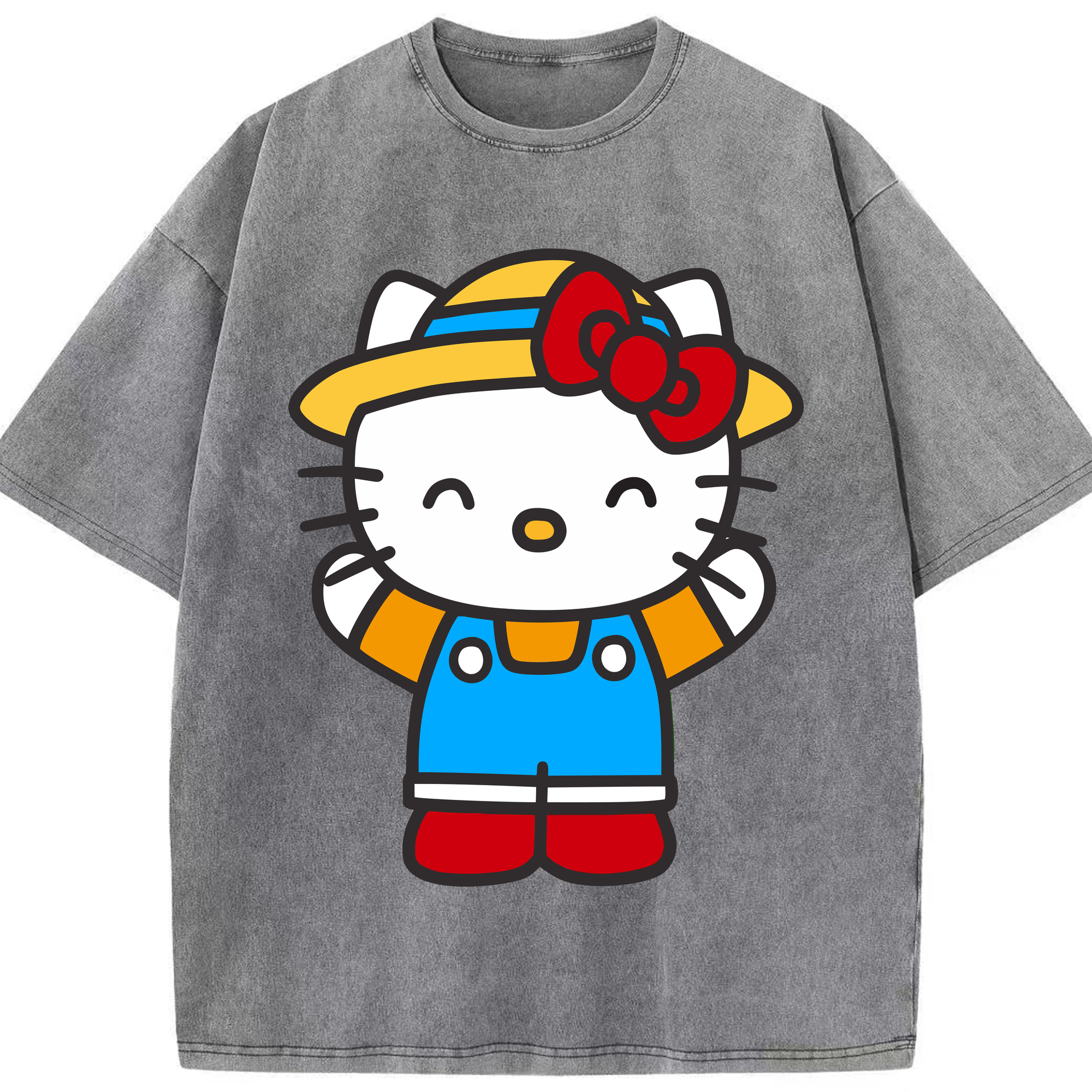 （画像用） Hello Kitty ハローキティ 綿100% ヴィンテージ風 半袖Tシャツ（フロントプリント）