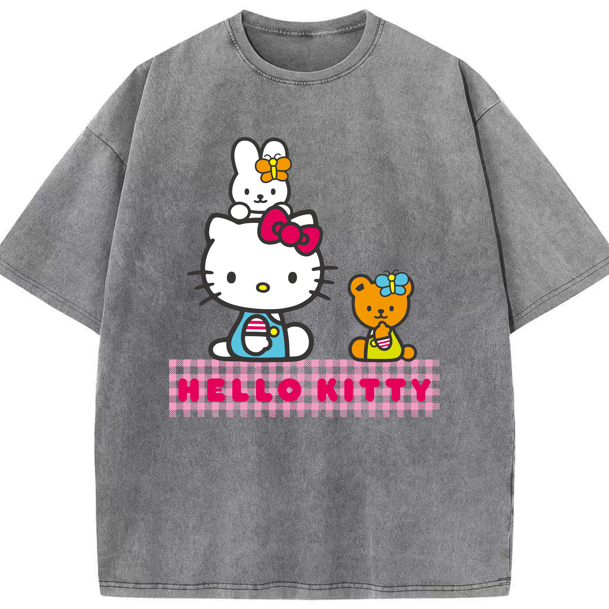 （画像用） Hello Kitty ハローキティ 綿100% ヴィンテージ風 半袖Tシャツ（フロントプリント）