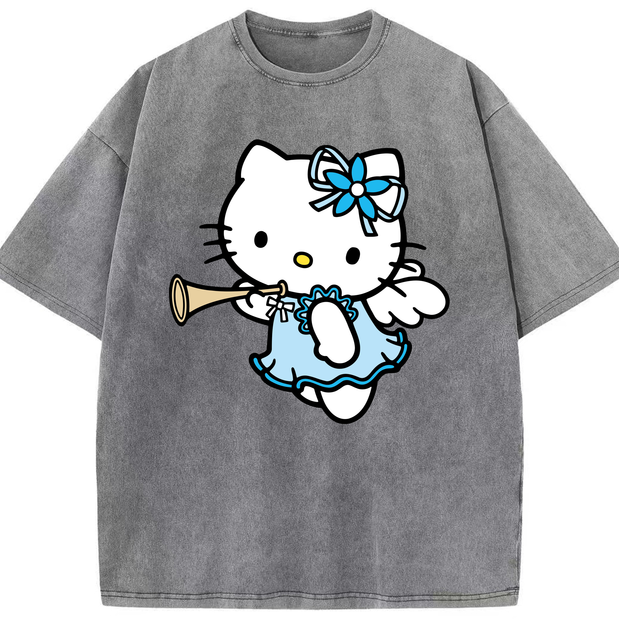 （画像用） Hello Kitty ハローキティ 綿100% ヴィンテージ風 半袖Tシャツ（フロントプリント）