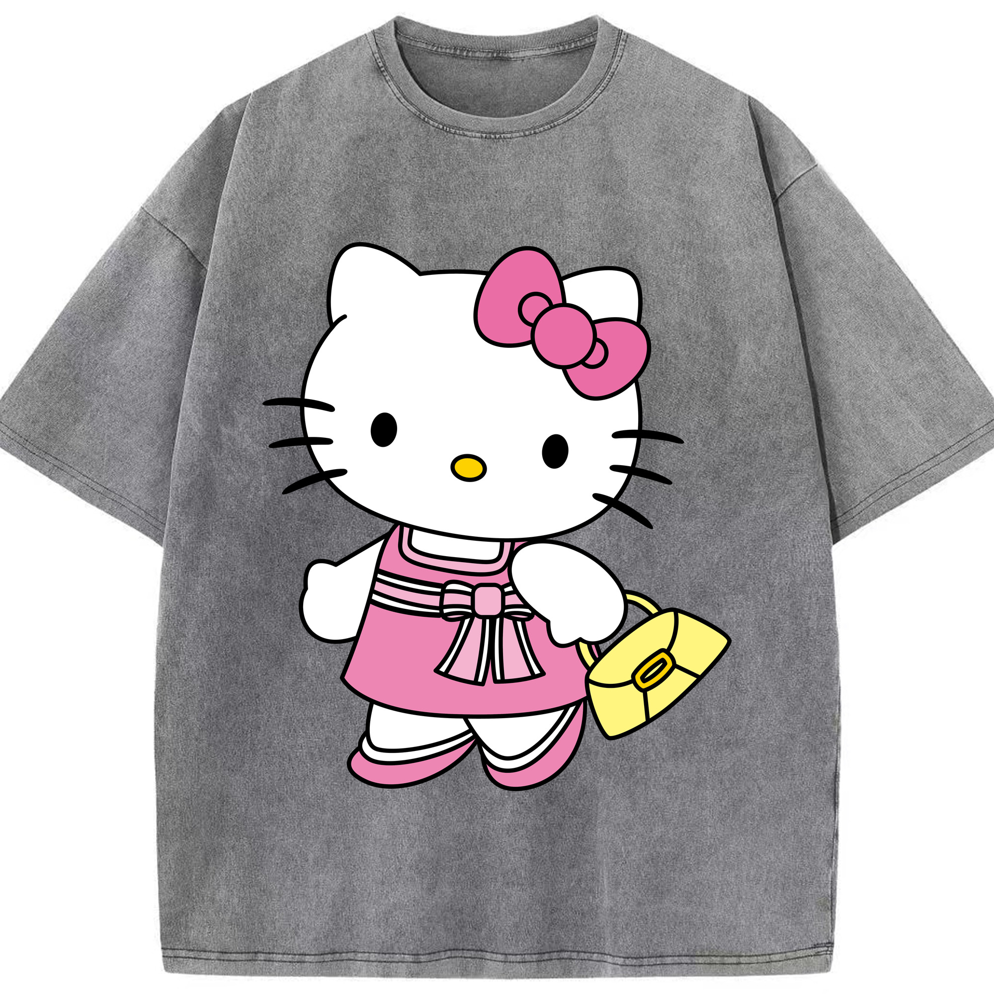 （画像用） Hello Kitty ハローキティ 綿100% ヴィンテージ風 半袖Tシャツ（フロントプリント）