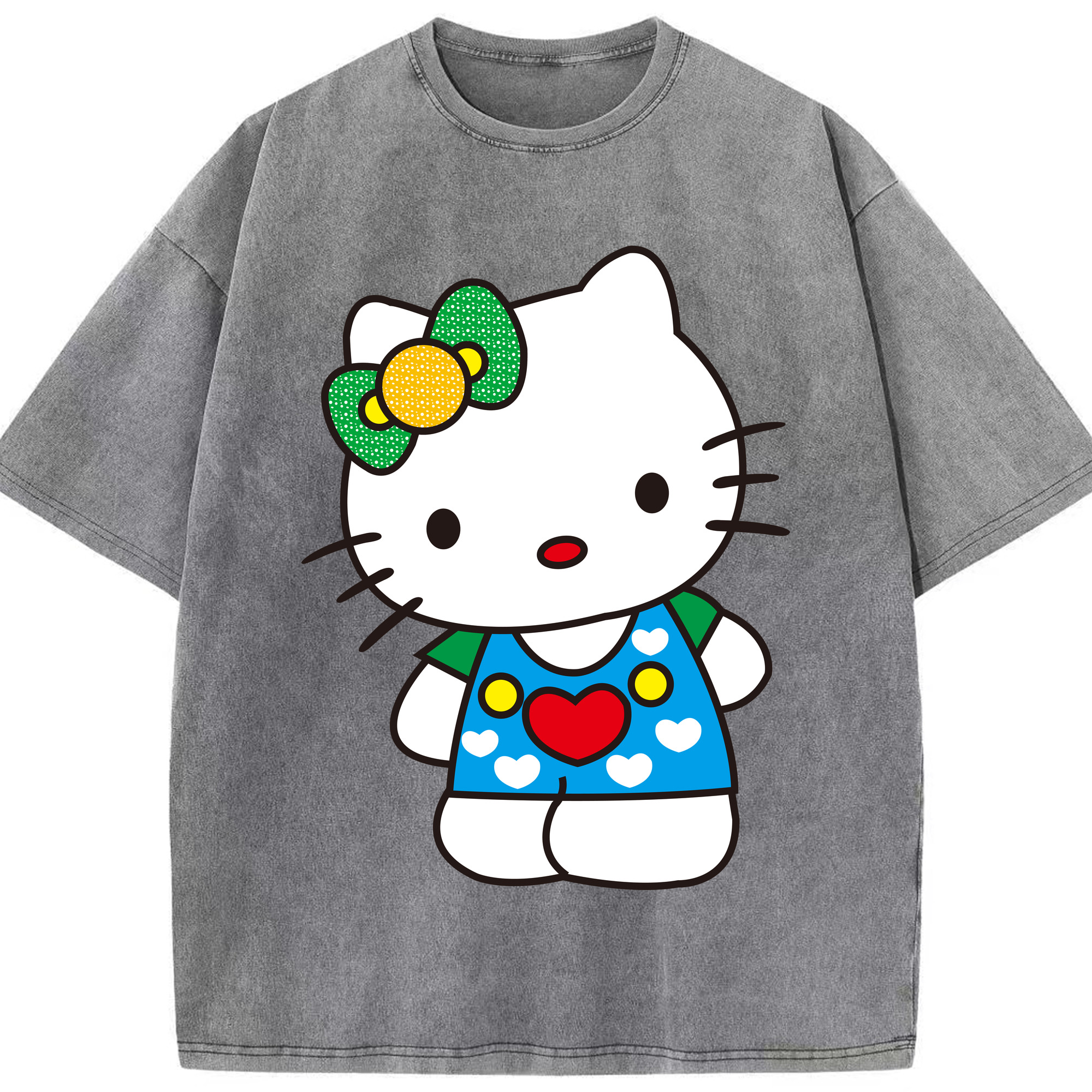 （画像用） Hello Kitty ハローキティ 綿100% ヴィンテージ風 半袖Tシャツ（フロントプリント）