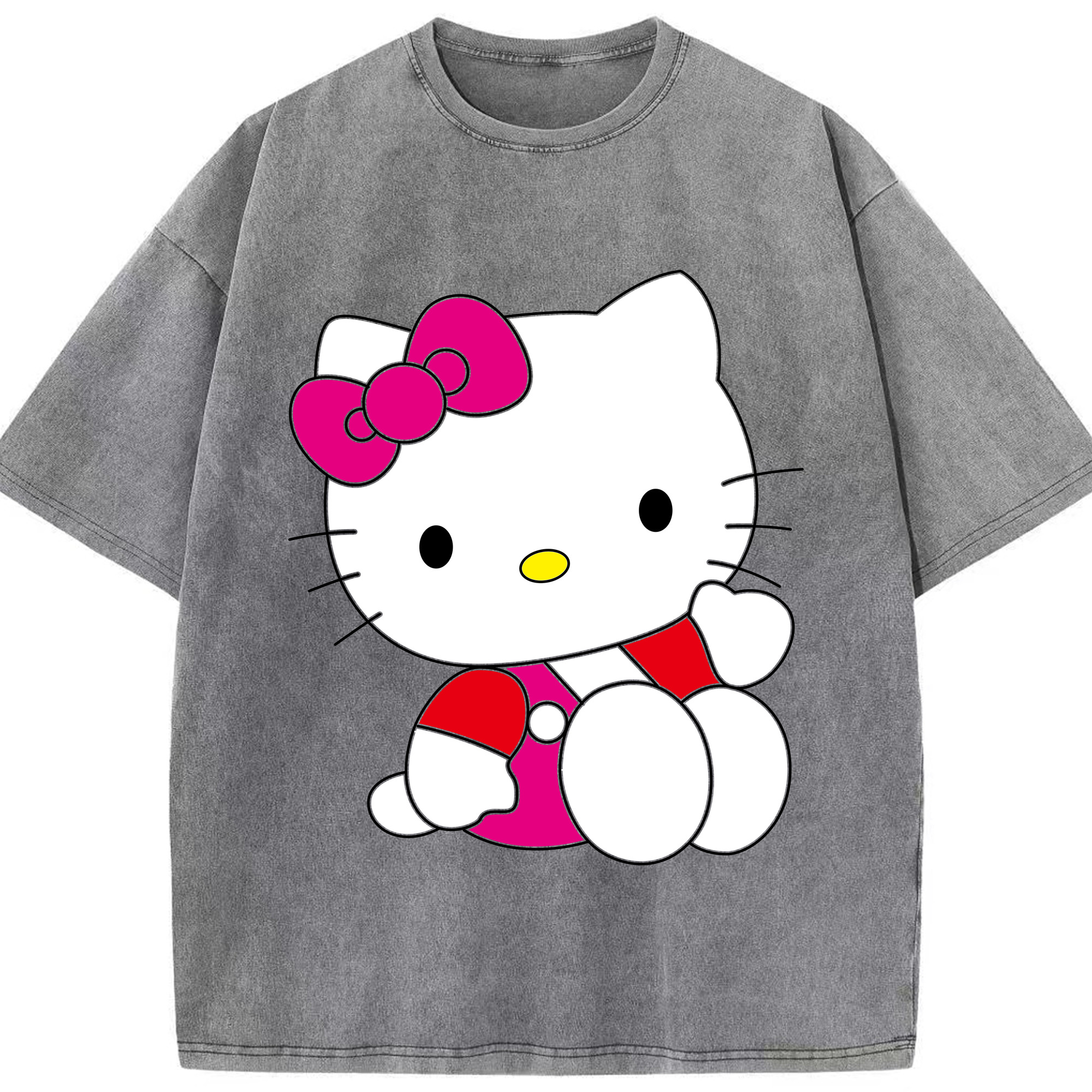 （画像用） Hello Kitty ハローキティ 綿100% ヴィンテージ風 半袖Tシャツ（フロントプリント）