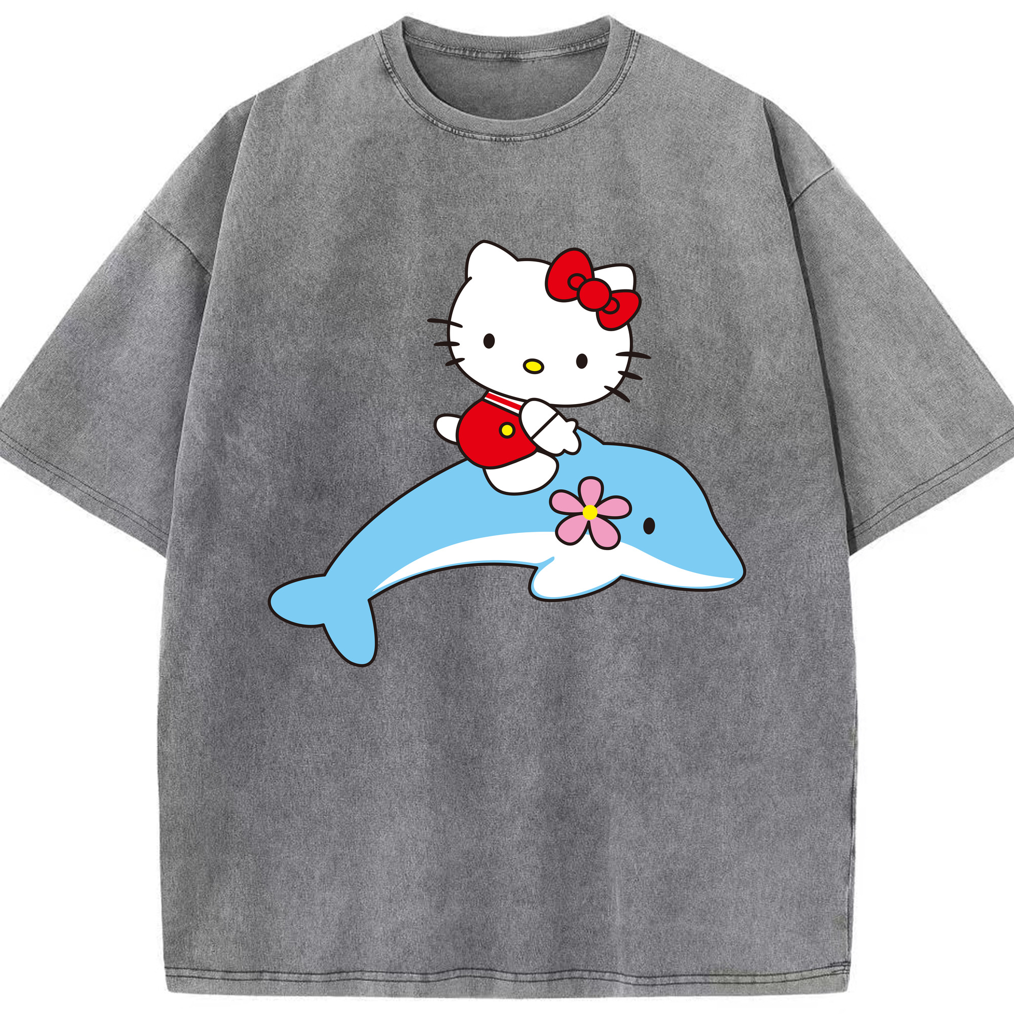 （画像用） Hello Kitty ハローキティ 綿100% ヴィンテージ風 半袖Tシャツ（フロントプリント）