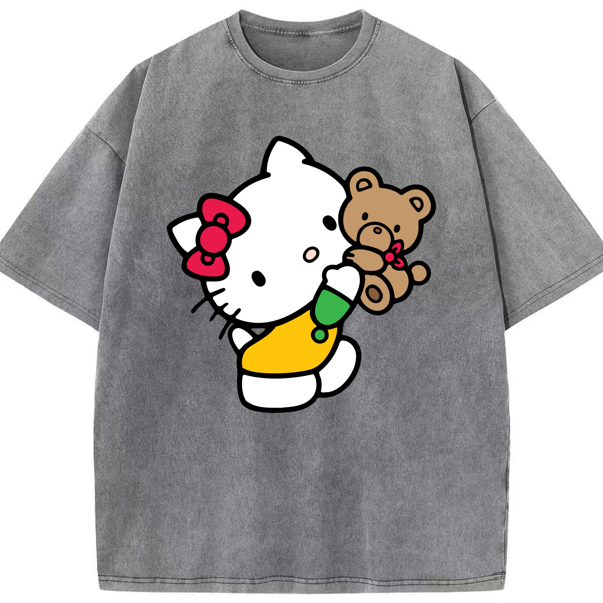 （画像用） Hello Kitty ハローキティ 綿100% ヴィンテージ風 半袖Tシャツ（フロントプリント）