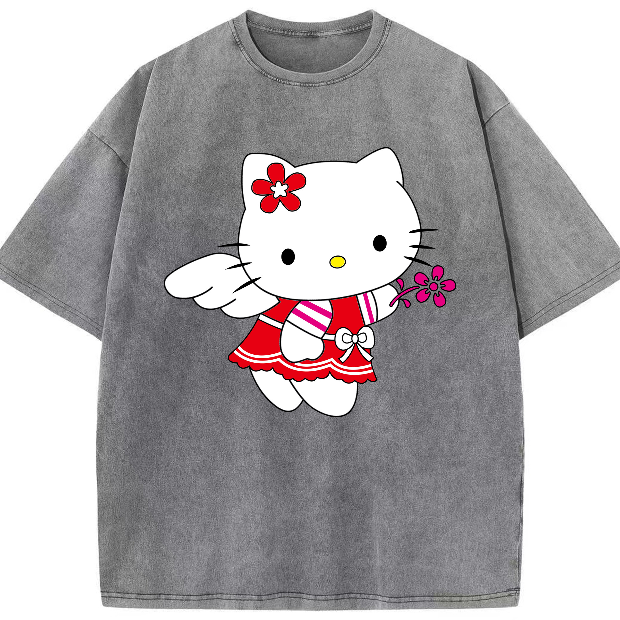 （画像用） Hello Kitty ハローキティ 綿100% ヴィンテージ風 半袖Tシャツ（フロントプリント）