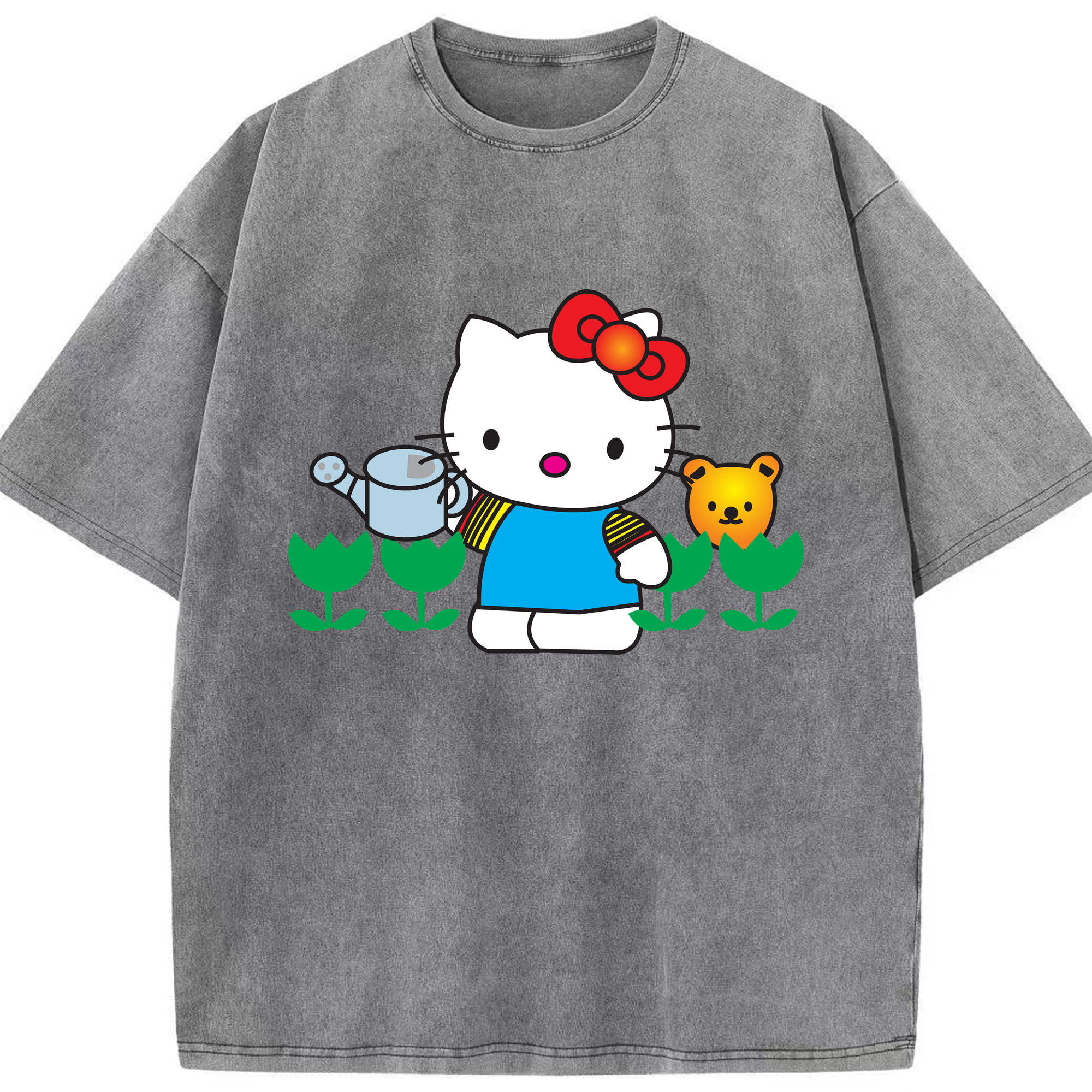 （画像用） Hello Kitty ハローキティ 綿100% ヴィンテージ風 半袖Tシャツ（フロントプリント）