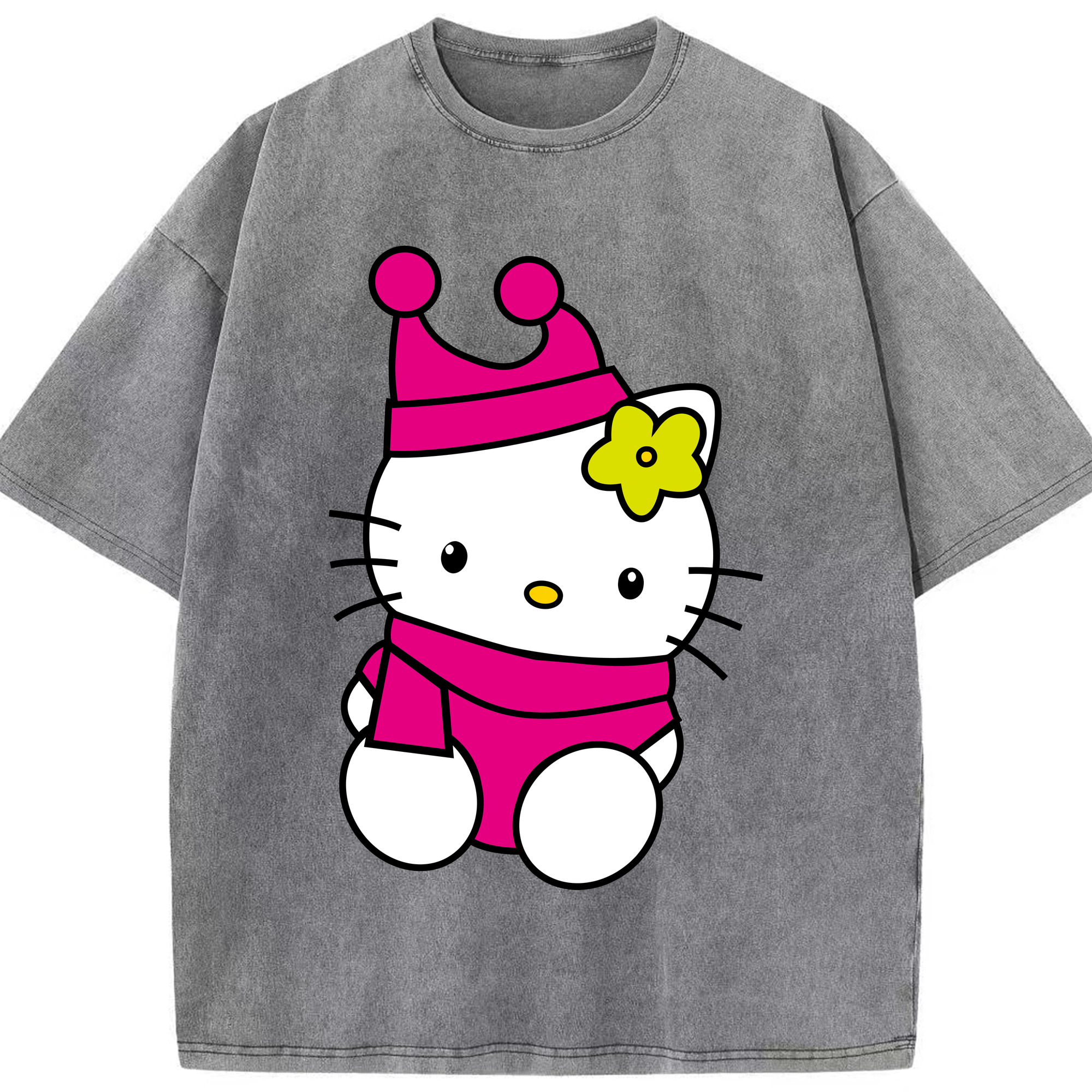 （画像用） Hello Kitty ハローキティ 綿100% ヴィンテージ風 半袖Tシャツ（フロントプリント）