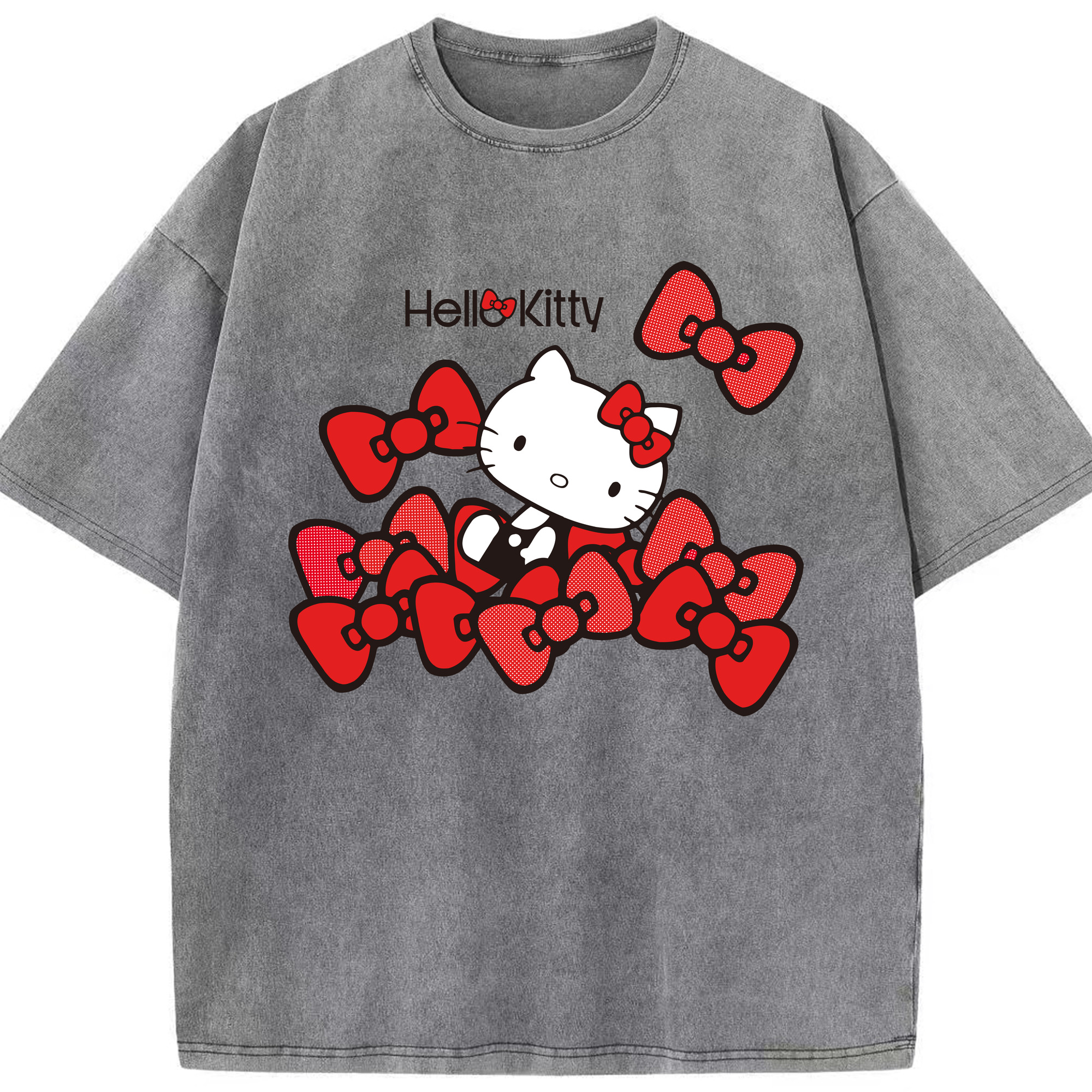 （画像用） Hello Kitty ハローキティ 綿100% ヴィンテージ風 半袖Tシャツ（フロントプリント）