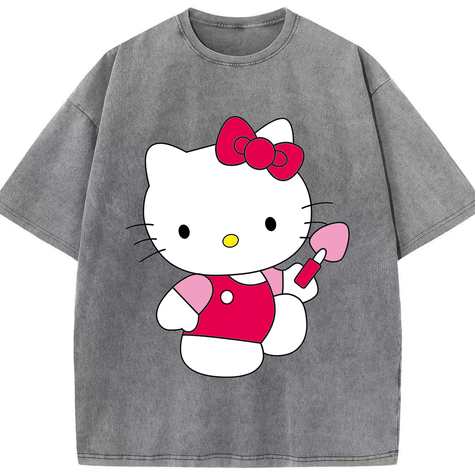 （画像用） Hello Kitty ハローキティ 綿100% ヴィンテージ風 半袖Tシャツ（フロントプリント）
