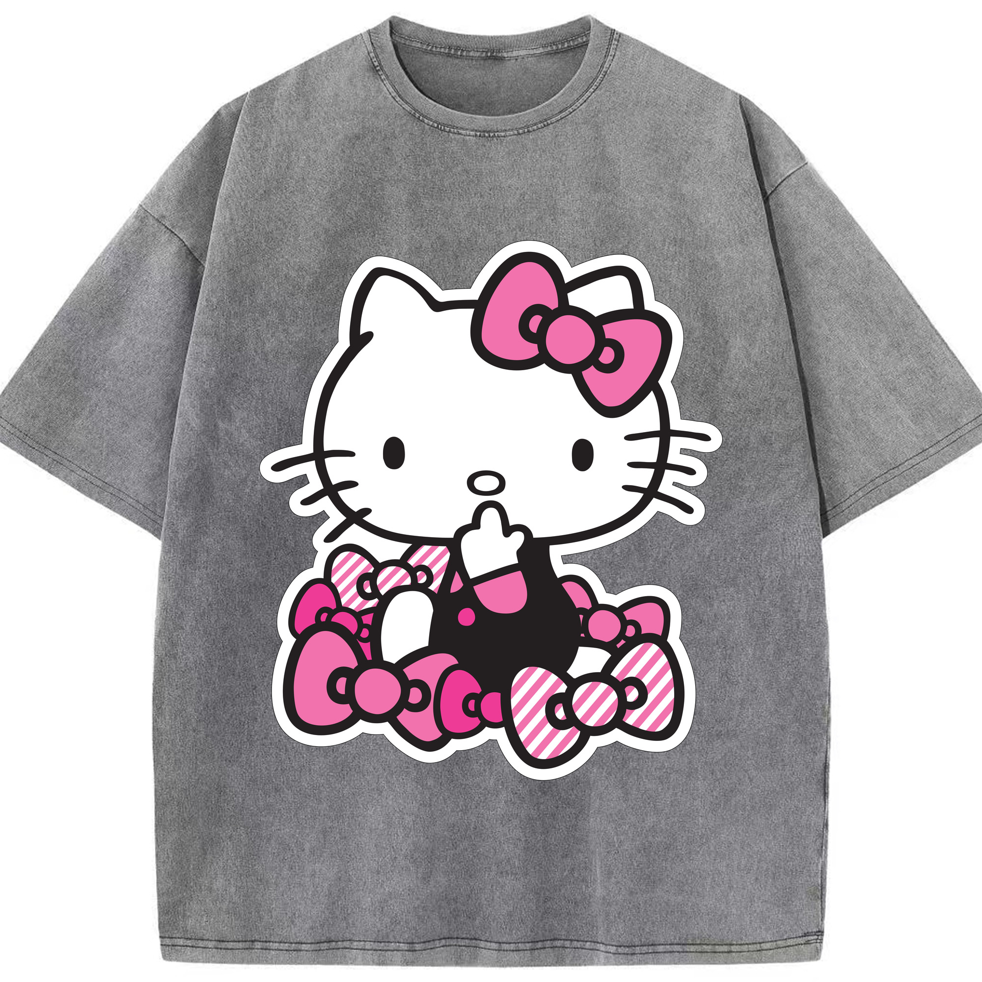 （画像用） Hello Kitty ハローキティ 綿100% ヴィンテージ風 半袖Tシャツ（フロントプリント）