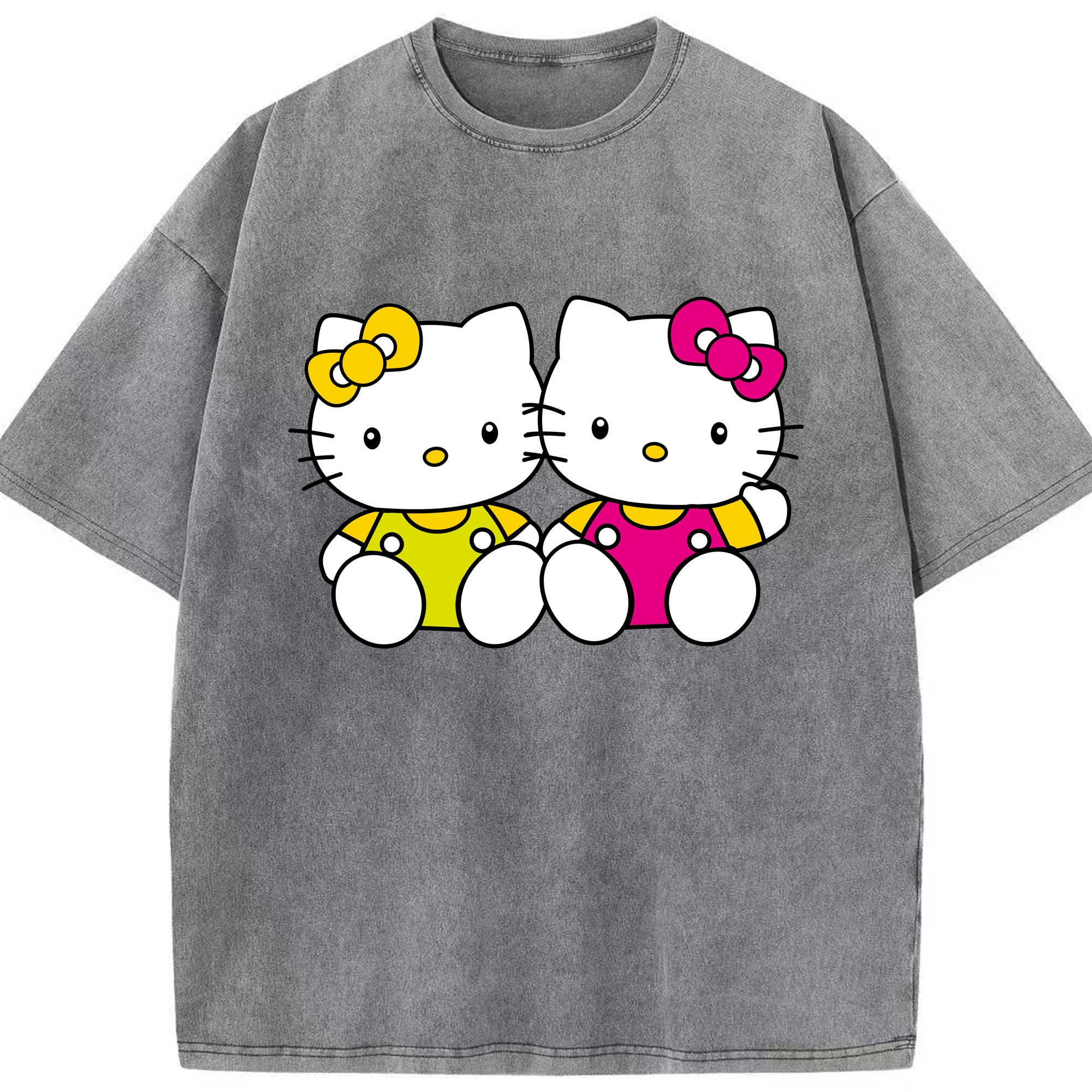 （画像用） Hello Kitty ハローキティ 綿100% ヴィンテージ風 半袖Tシャツ（フロントプリント）