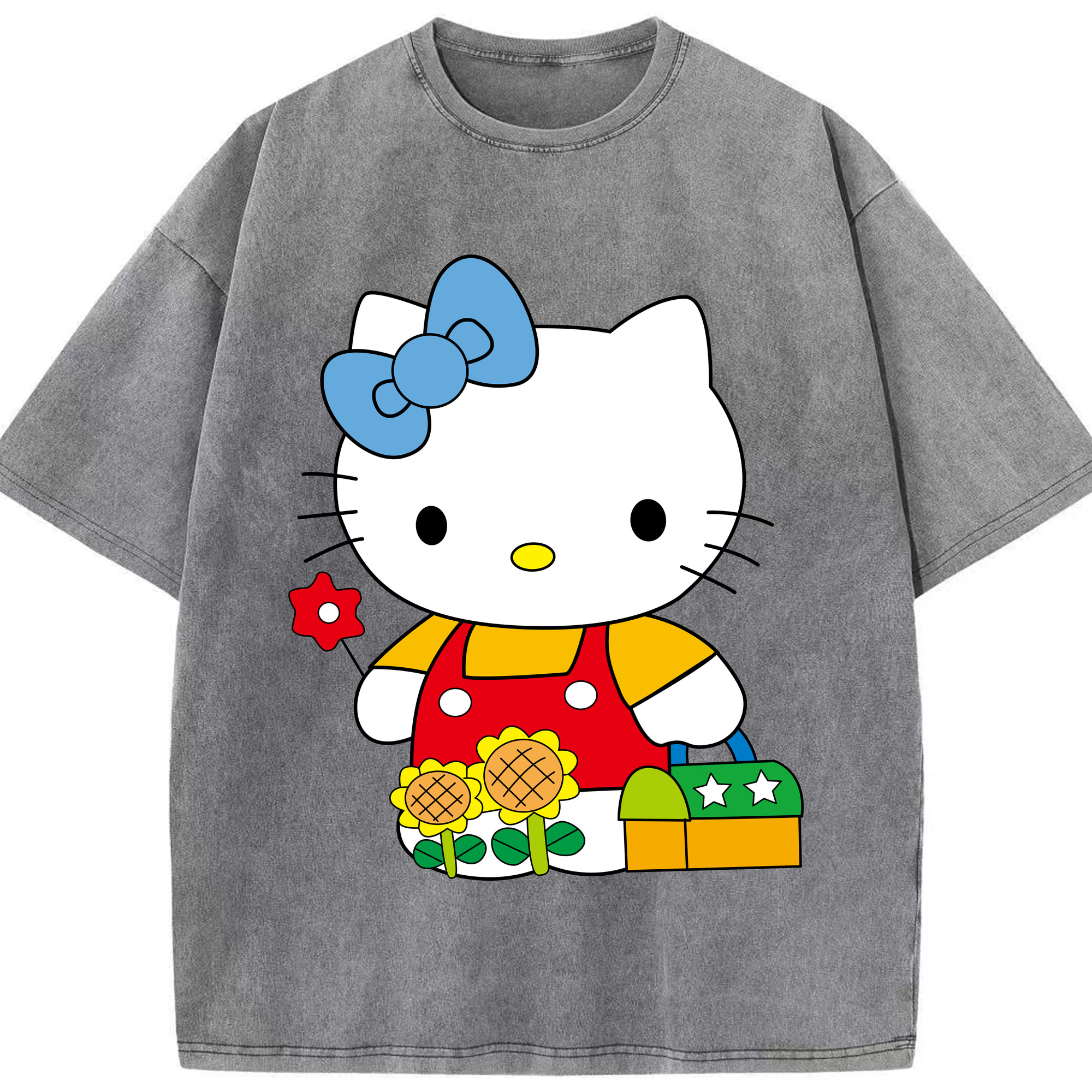 （画像用） Hello Kitty ハローキティ 綿100% ヴィンテージ風 半袖Tシャツ（フロントプリント）