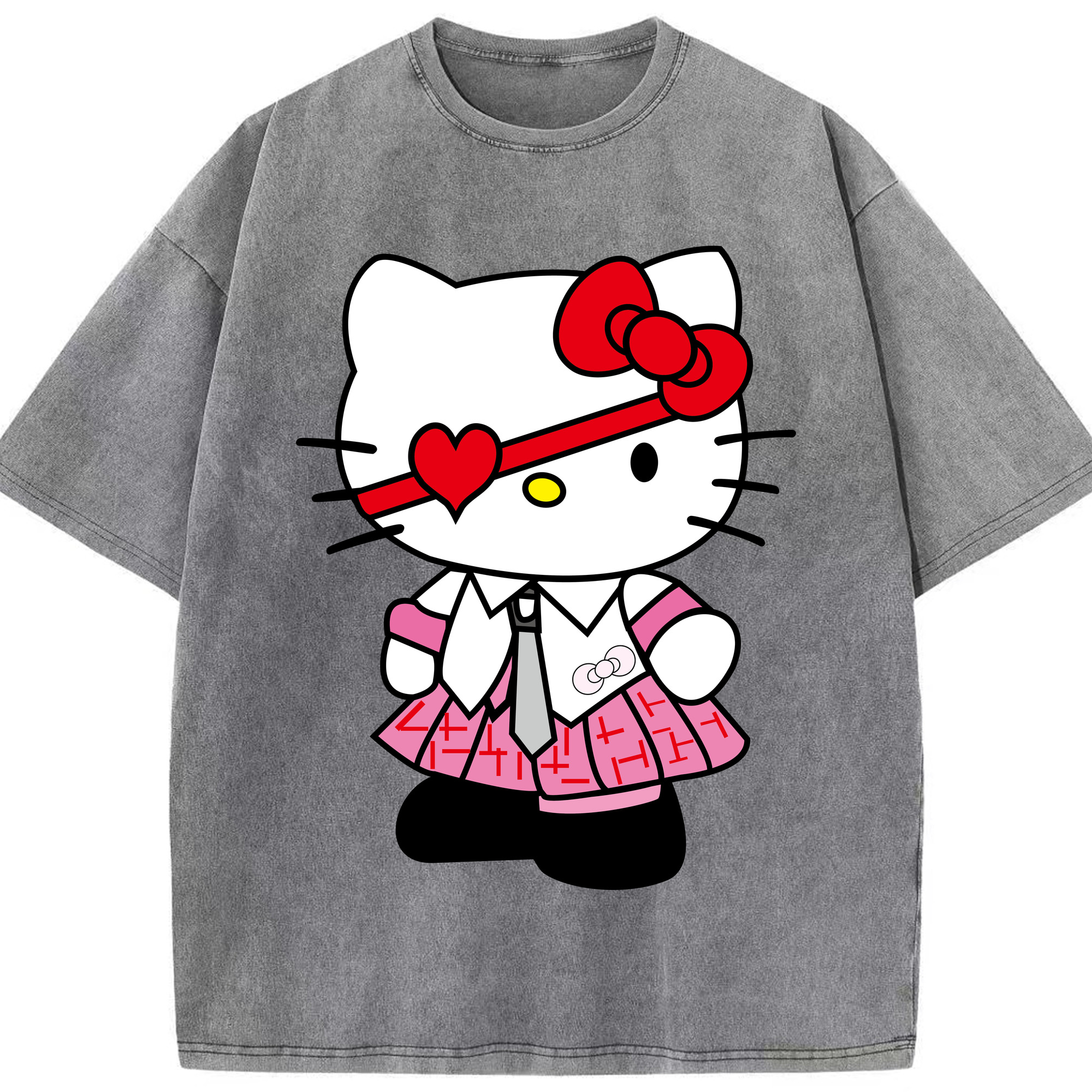 （画像用） Hello Kitty ハローキティ 綿100% ヴィンテージ風 半袖Tシャツ（フロントプリント）