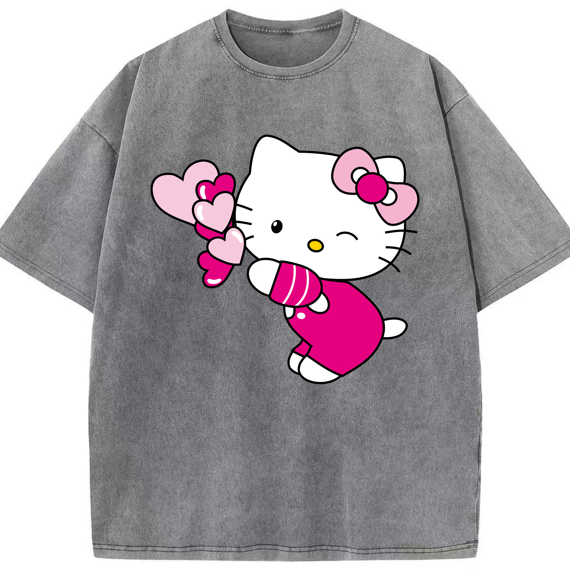 （画像用） Hello Kitty ハローキティ 綿100% ヴィンテージ風 半袖Tシャツ（フロントプリント）
