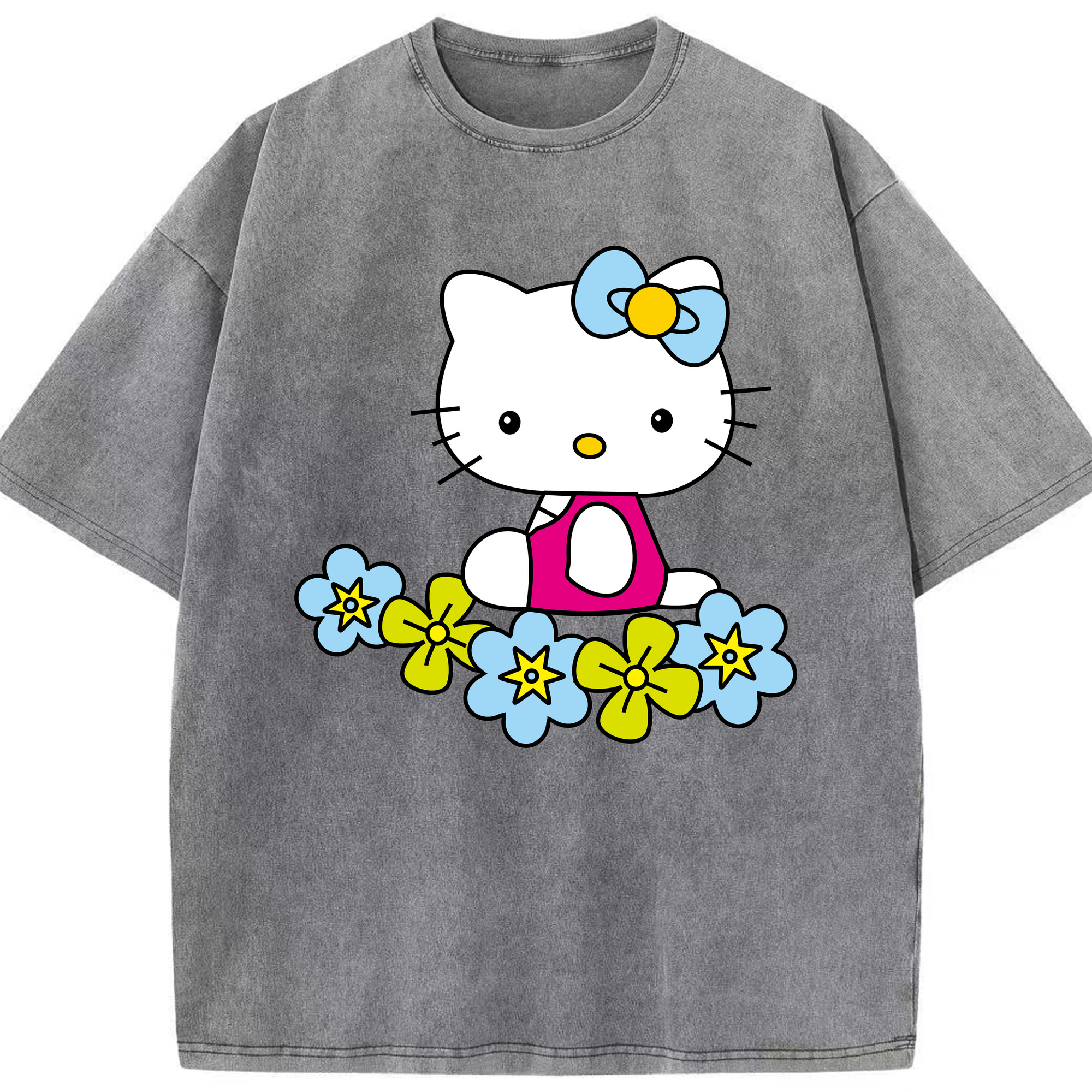 （画像用） Hello Kitty ハローキティ 綿100% ヴィンテージ風 半袖Tシャツ（フロントプリント）