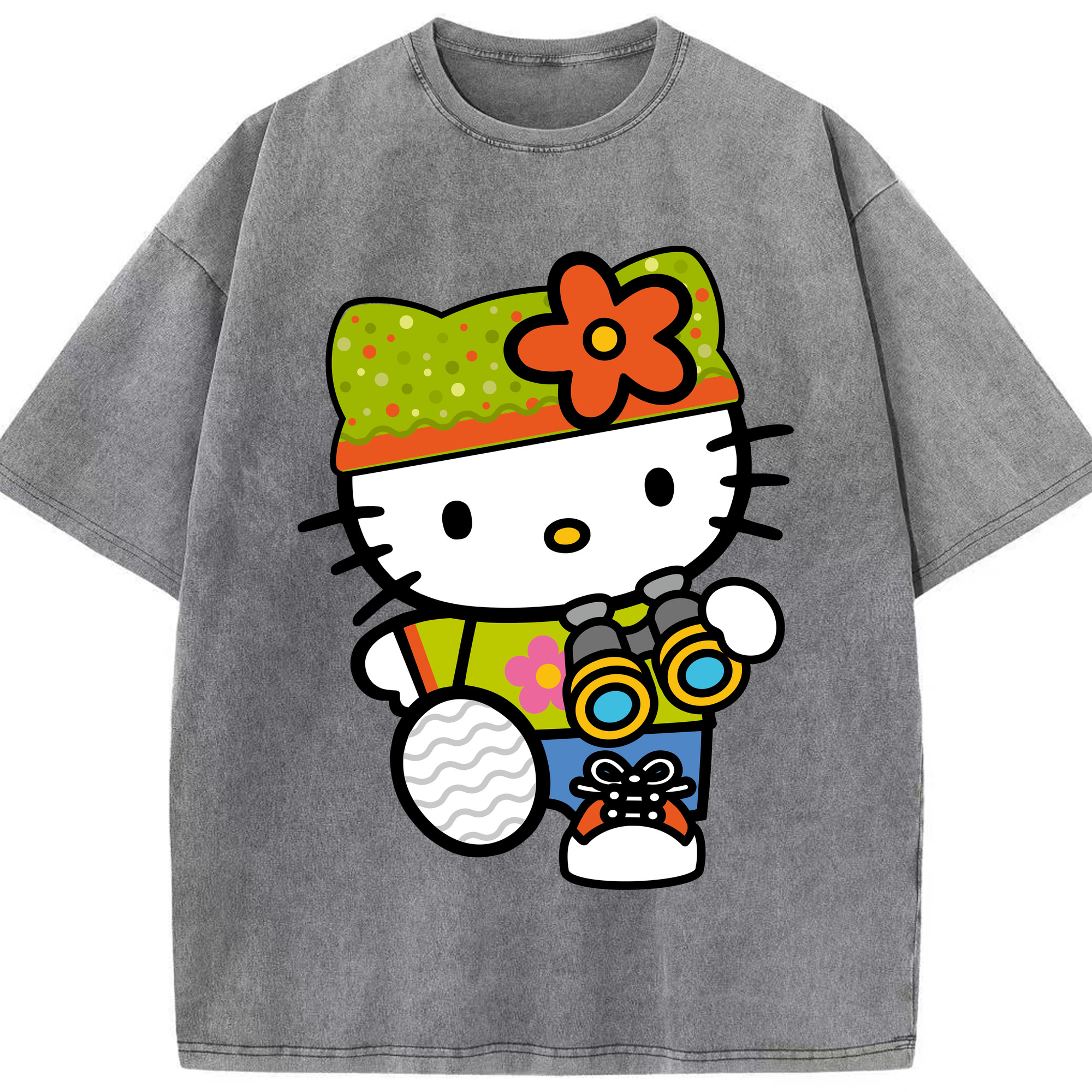 （画像用） Hello Kitty ハローキティ 綿100% ヴィンテージ風 半袖Tシャツ（フロントプリント）
