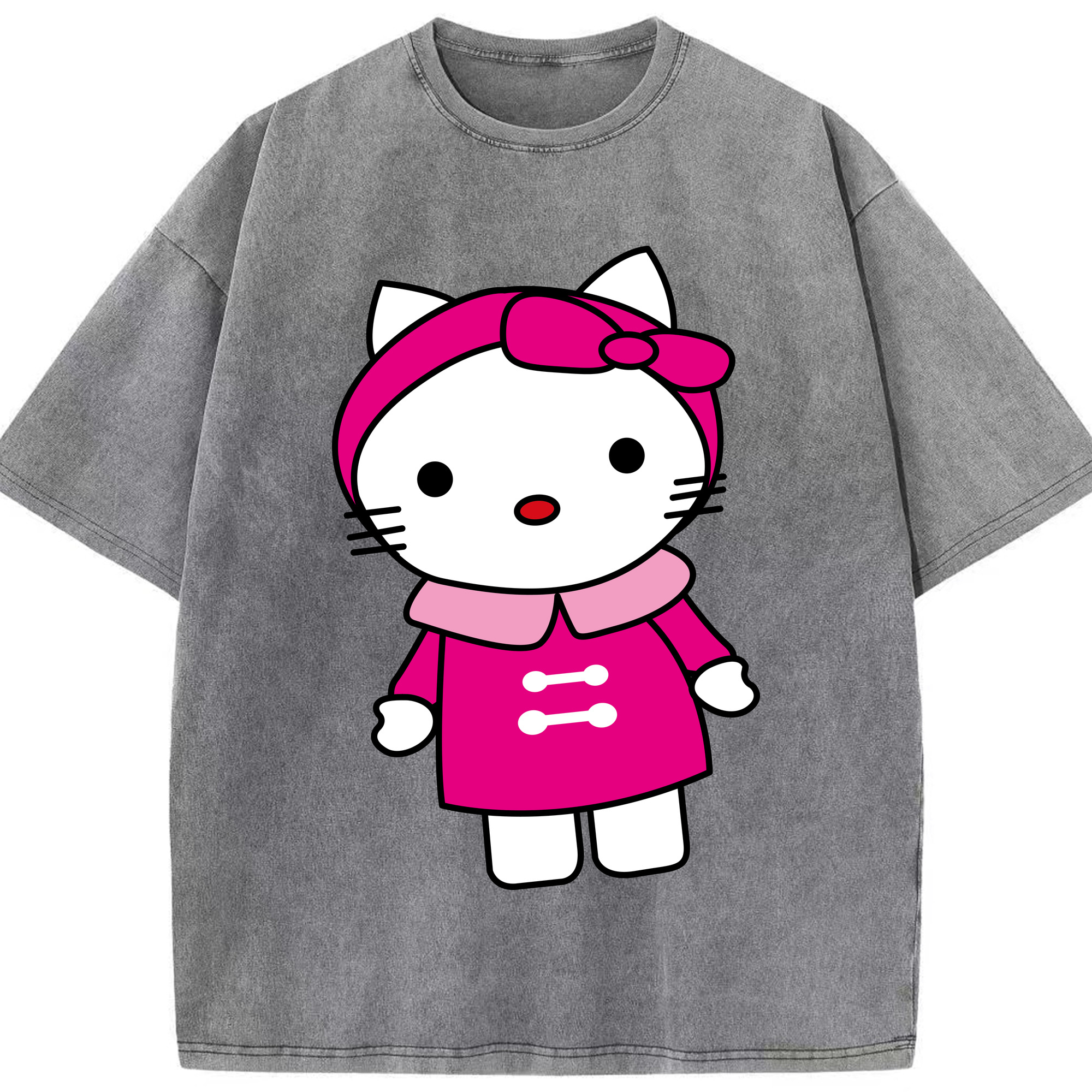 （画像用） Hello Kitty ハローキティ 綿100% ヴィンテージ風 半袖Tシャツ（フロントプリント）