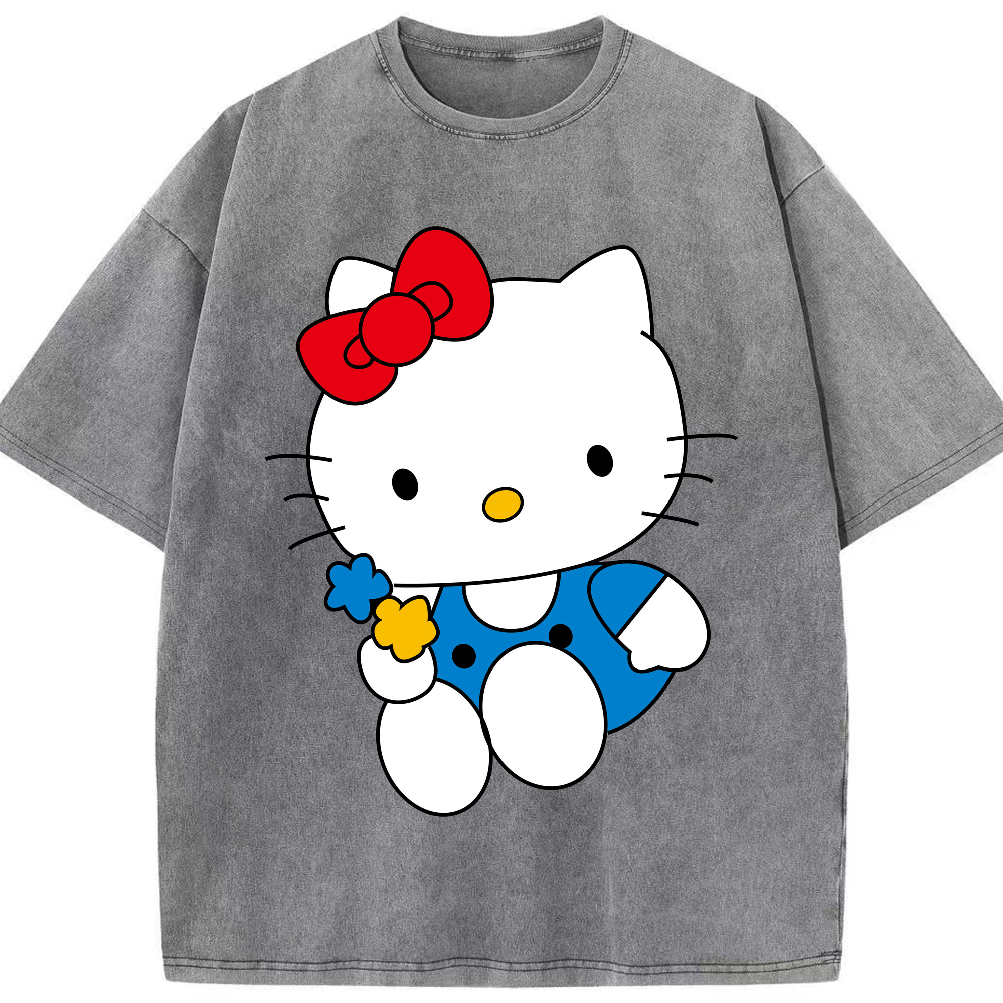 （画像用） Hello Kitty ハローキティ 綿100% ヴィンテージ風 半袖Tシャツ（フロントプリント）