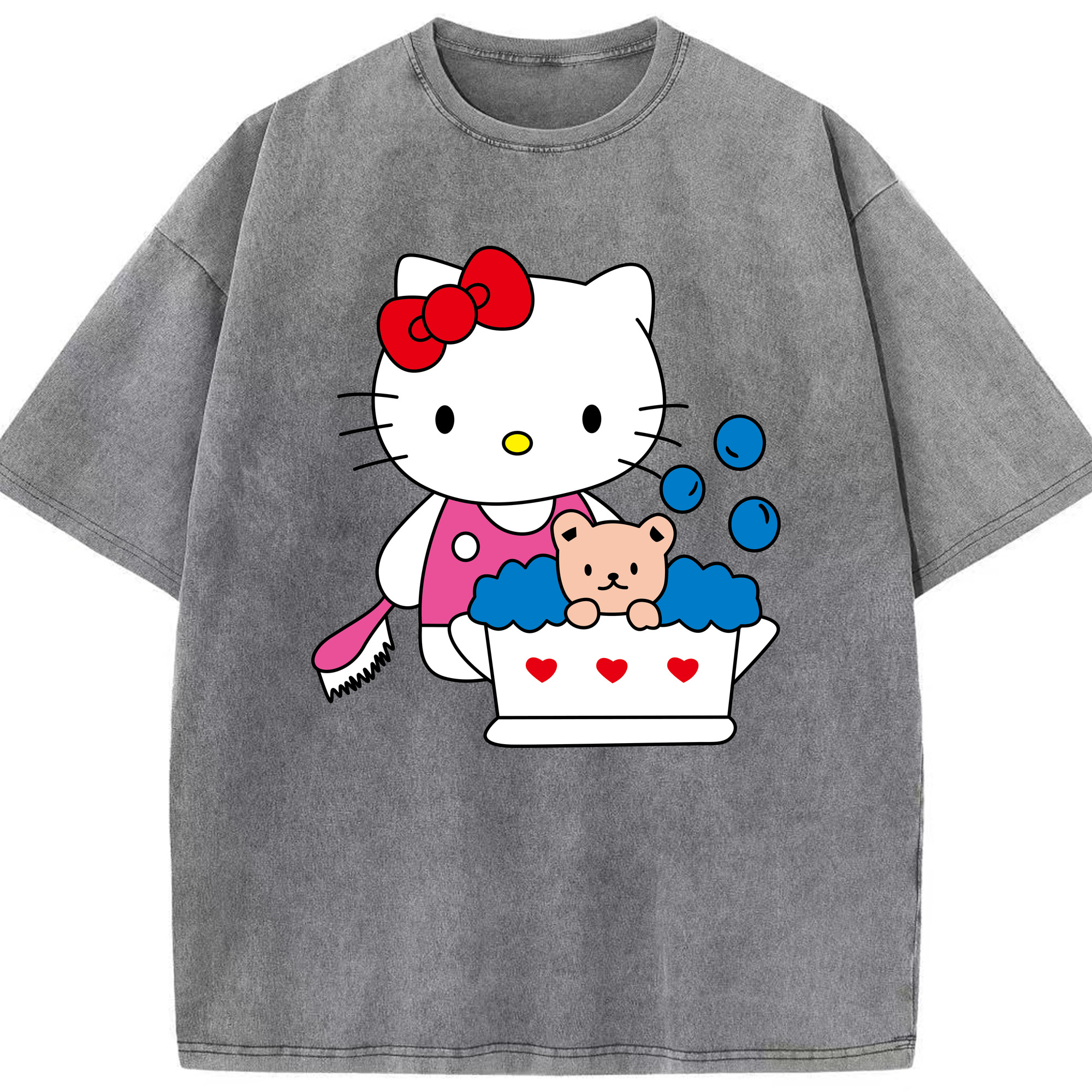 （画像用） Hello Kitty ハローキティ 綿100% ヴィンテージ風 半袖Tシャツ（フロントプリント）