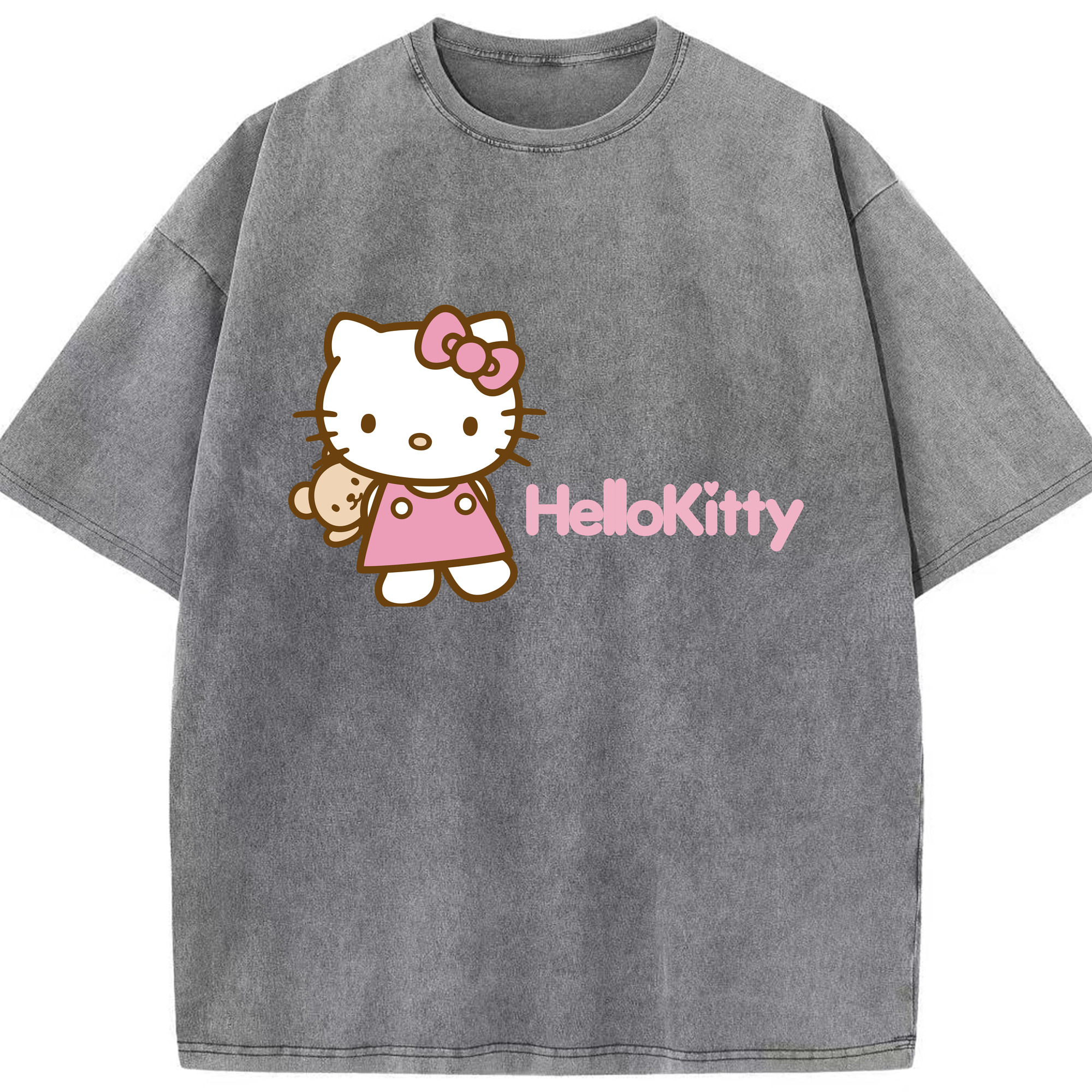（画像用） Hello Kitty ハローキティ 綿100% ヴィンテージ風 半袖Tシャツ（フロントプリント）