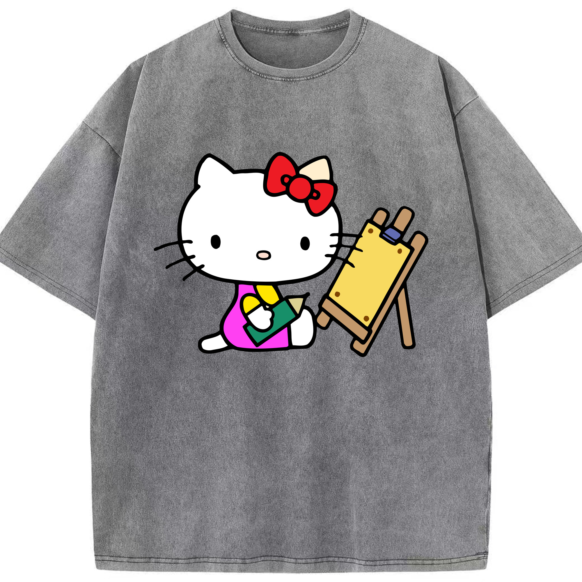 （画像用） Hello Kitty ハローキティ 綿100% ヴィンテージ風 半袖Tシャツ（フロントプリント）