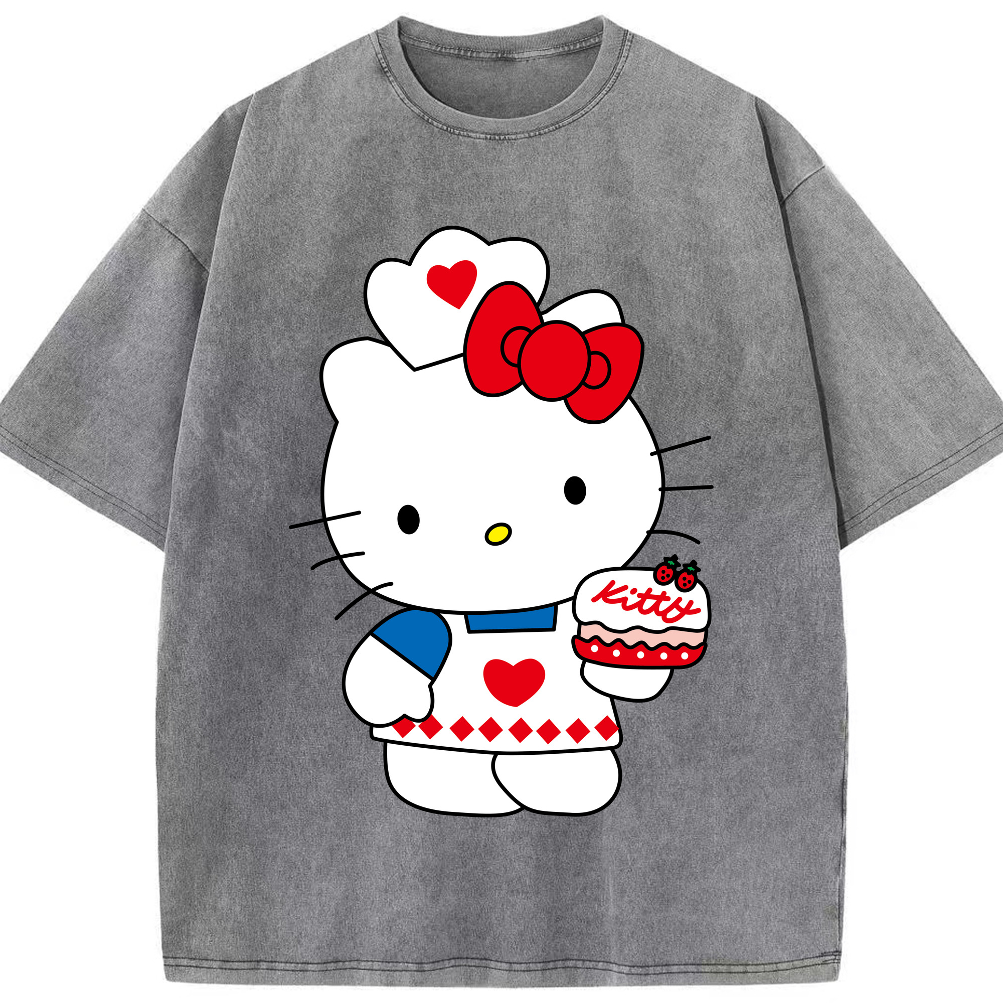 （画像用） Hello Kitty ハローキティ 綿100% ヴィンテージ風 半袖Tシャツ（フロントプリント）