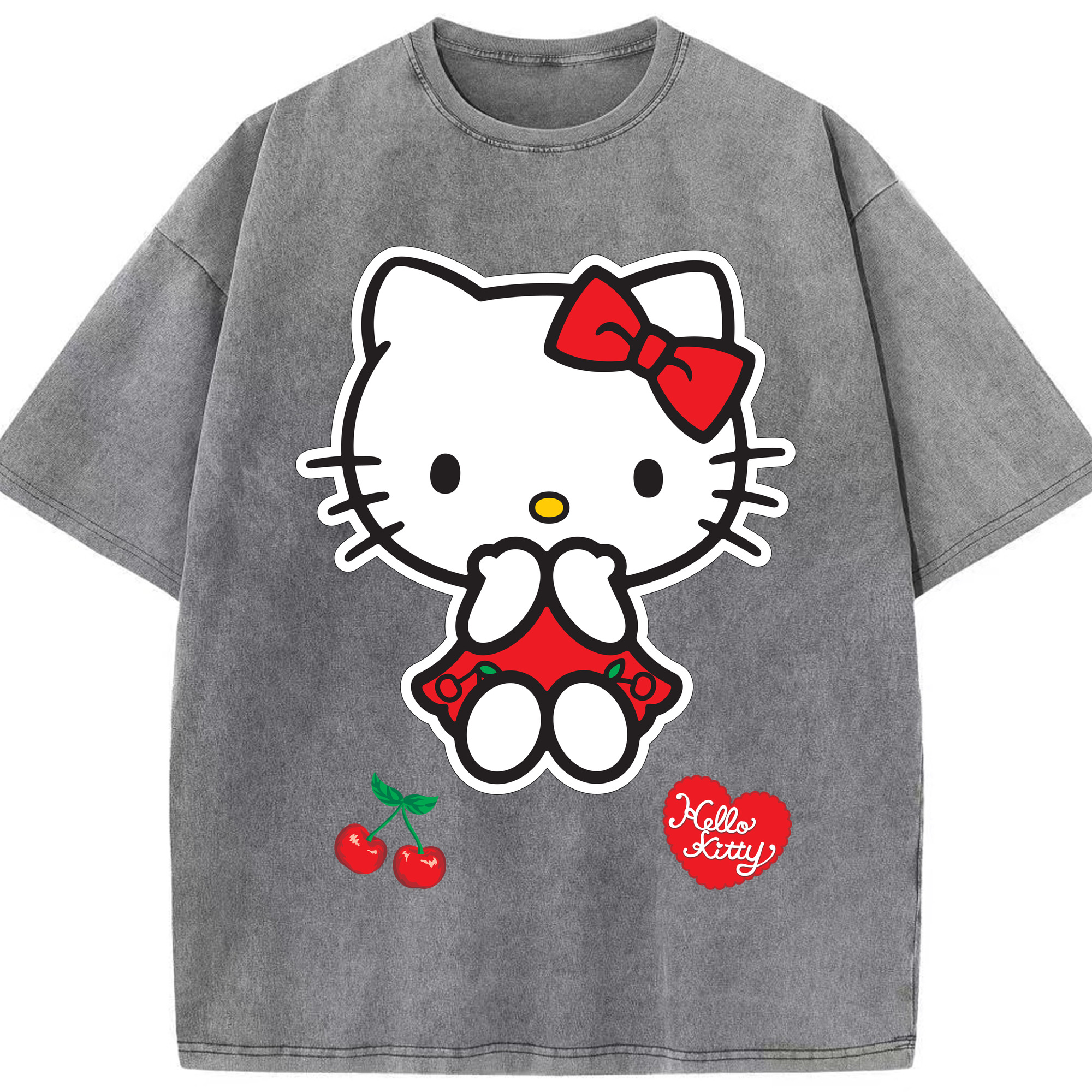 （画像用） Hello Kitty ハローキティ 綿100% ヴィンテージ風 半袖Tシャツ（フロントプリント）
