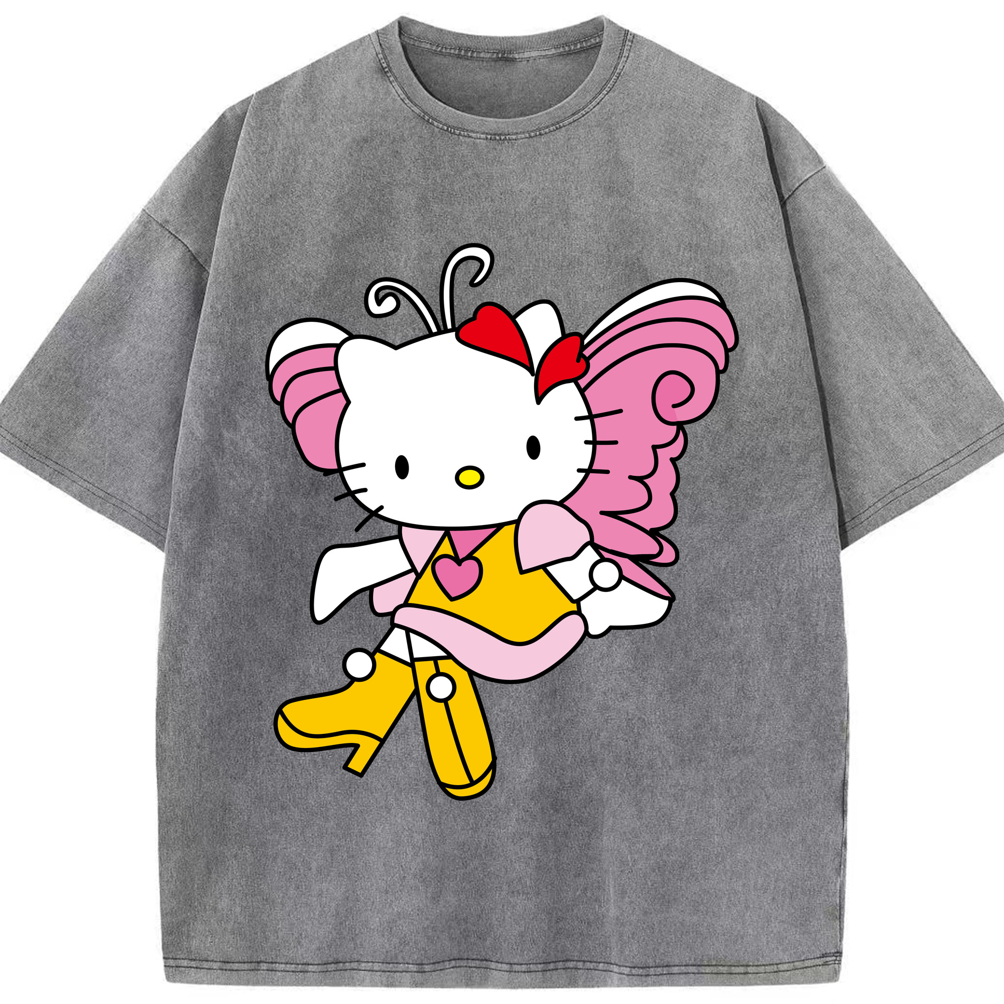 （画像用） Hello Kitty ハローキティ 綿100% ヴィンテージ風 半袖Tシャツ（フロントプリント）