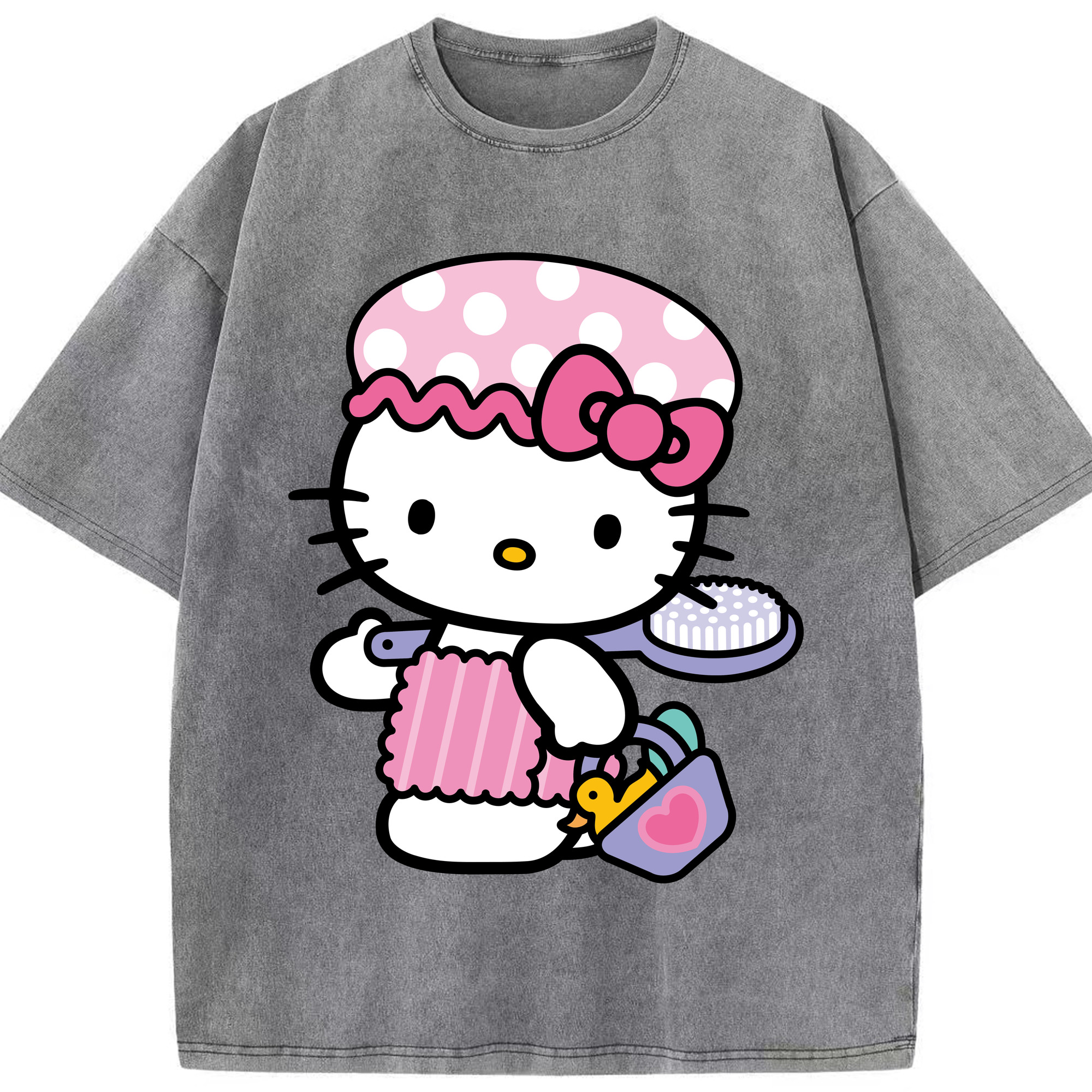 （画像用） Hello Kitty ハローキティ 綿100% ヴィンテージ風 半袖Tシャツ（フロントプリント）
