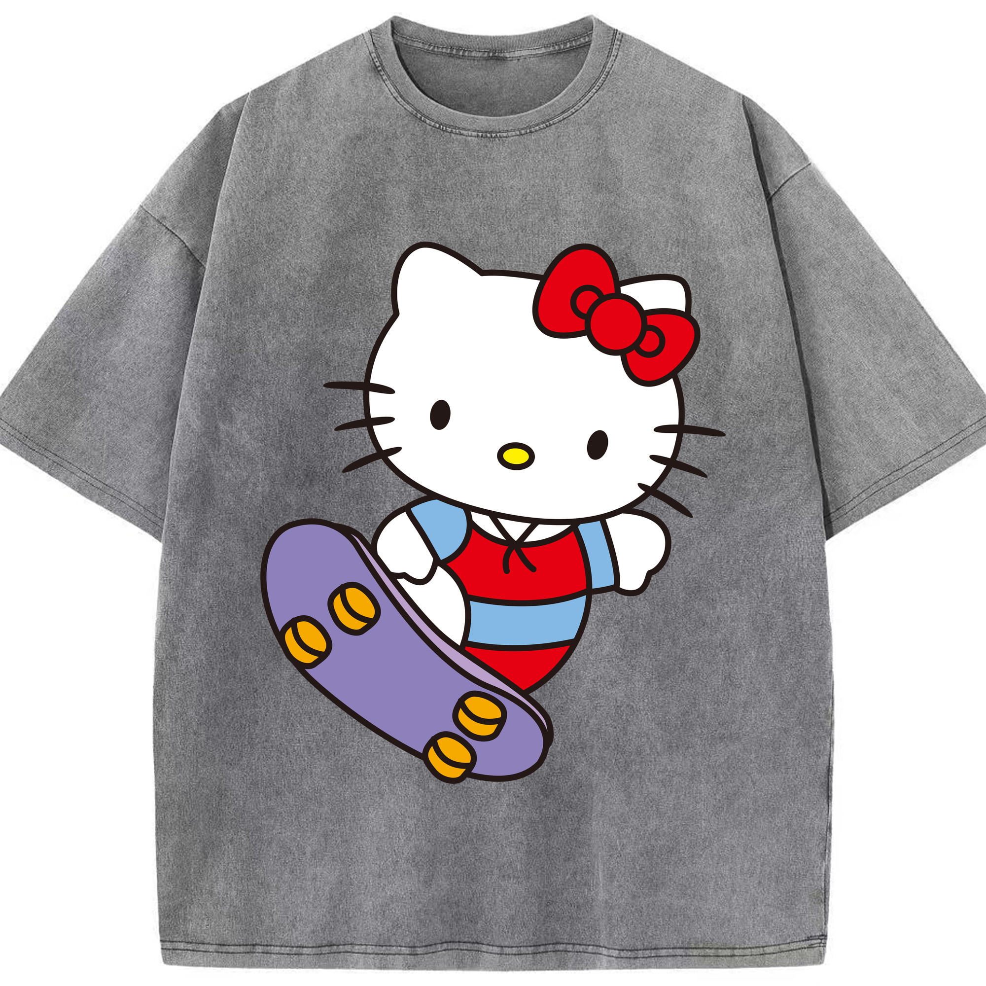 （画像用） Hello Kitty ハローキティ 綿100% ヴィンテージ風 半袖Tシャツ（フロントプリント）
