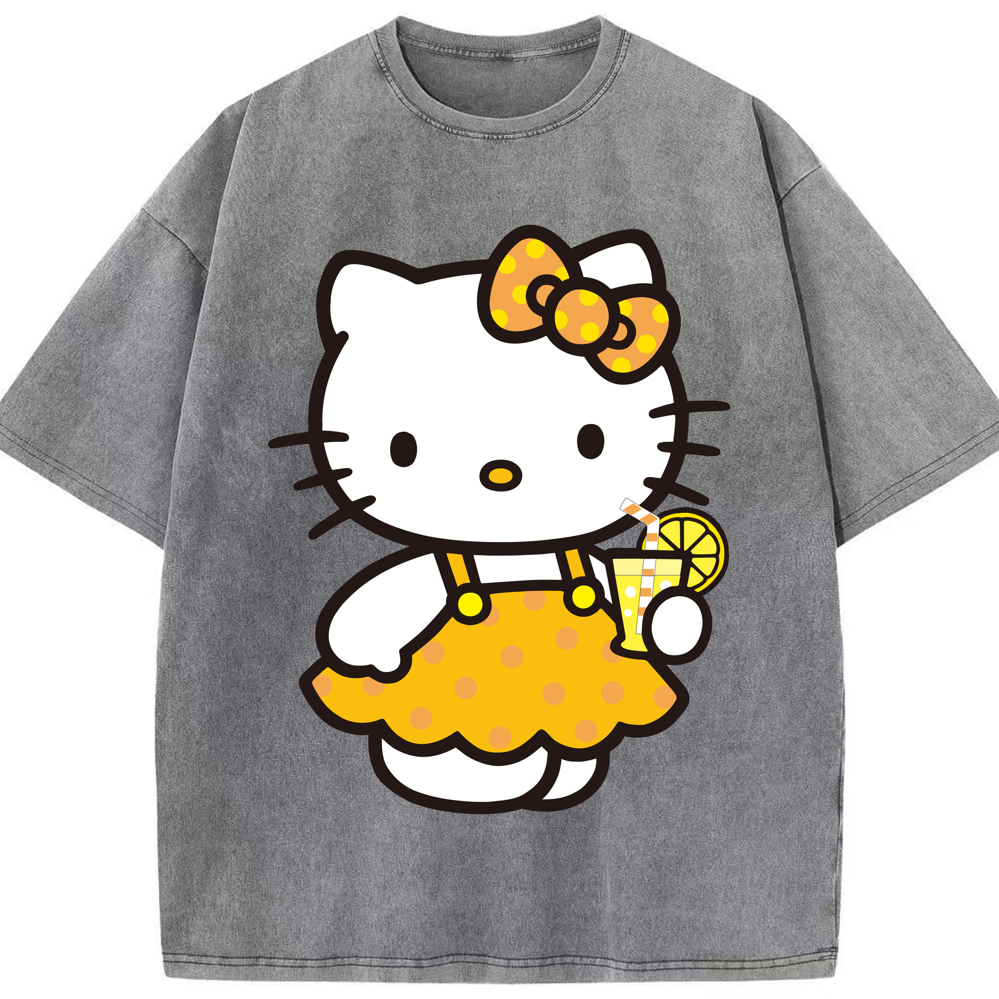 （画像用） Hello Kitty ハローキティ 綿100% ヴィンテージ風 半袖Tシャツ（フロントプリント）