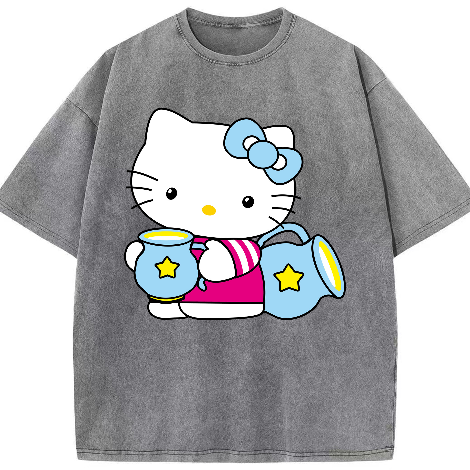 （画像用） Hello Kitty ハローキティ 綿100% ヴィンテージ風 半袖Tシャツ（フロントプリント）