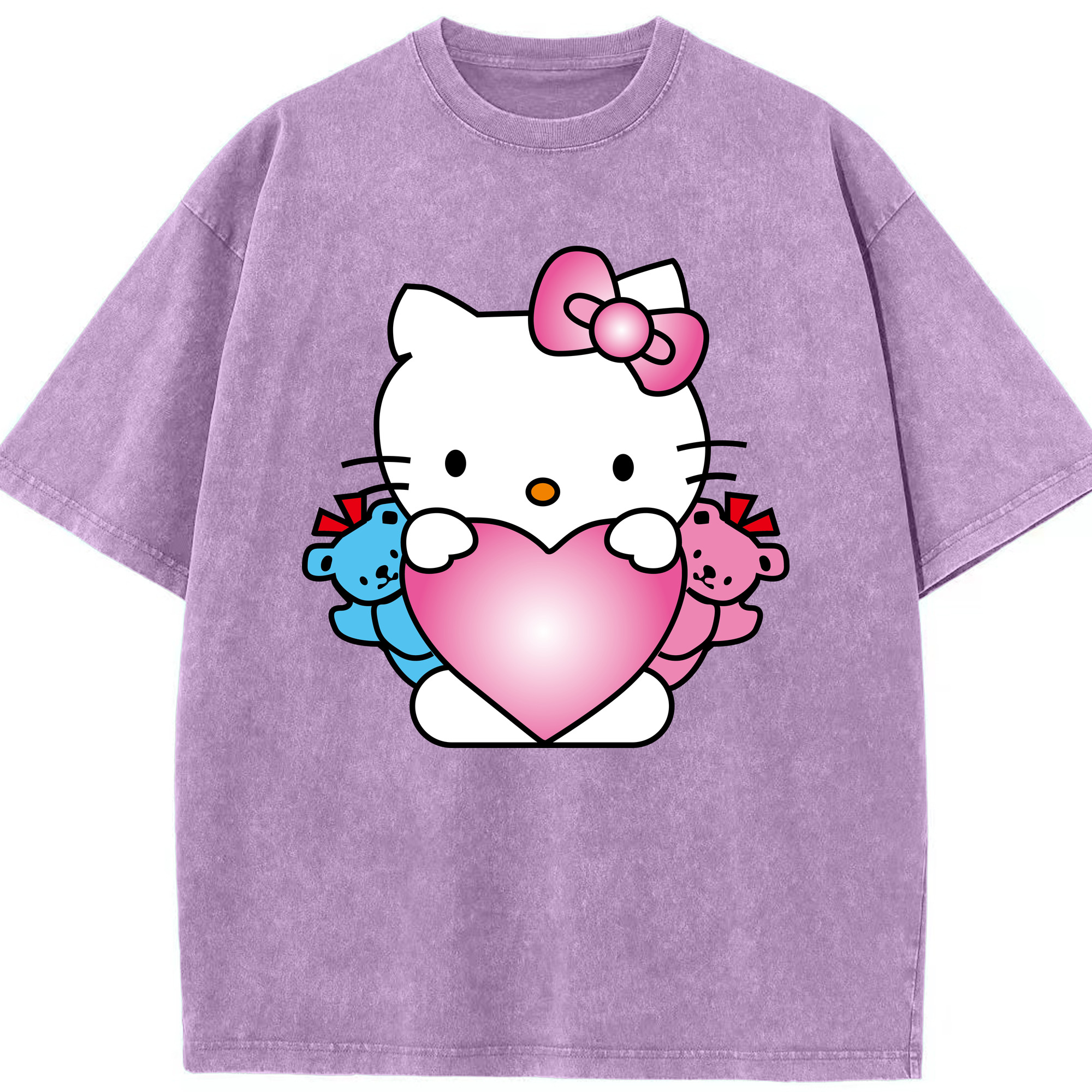 （画像用） Hello Kitty ハローキティ 綿100% ヴィンテージ風 半袖Tシャツ（フロントプリント）