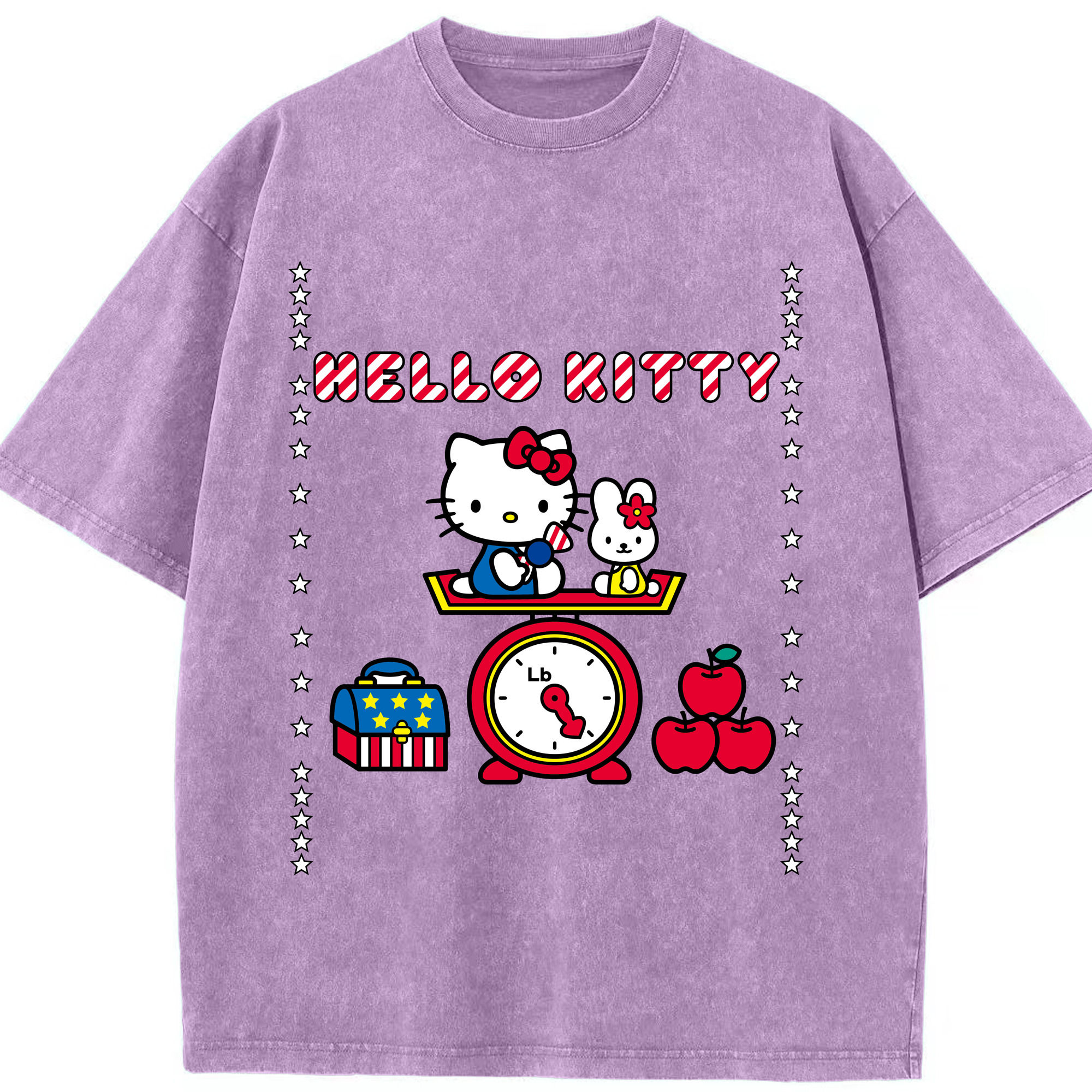 （画像用） Hello Kitty ハローキティ 綿100% ヴィンテージ風 半袖Tシャツ（フロントプリント）