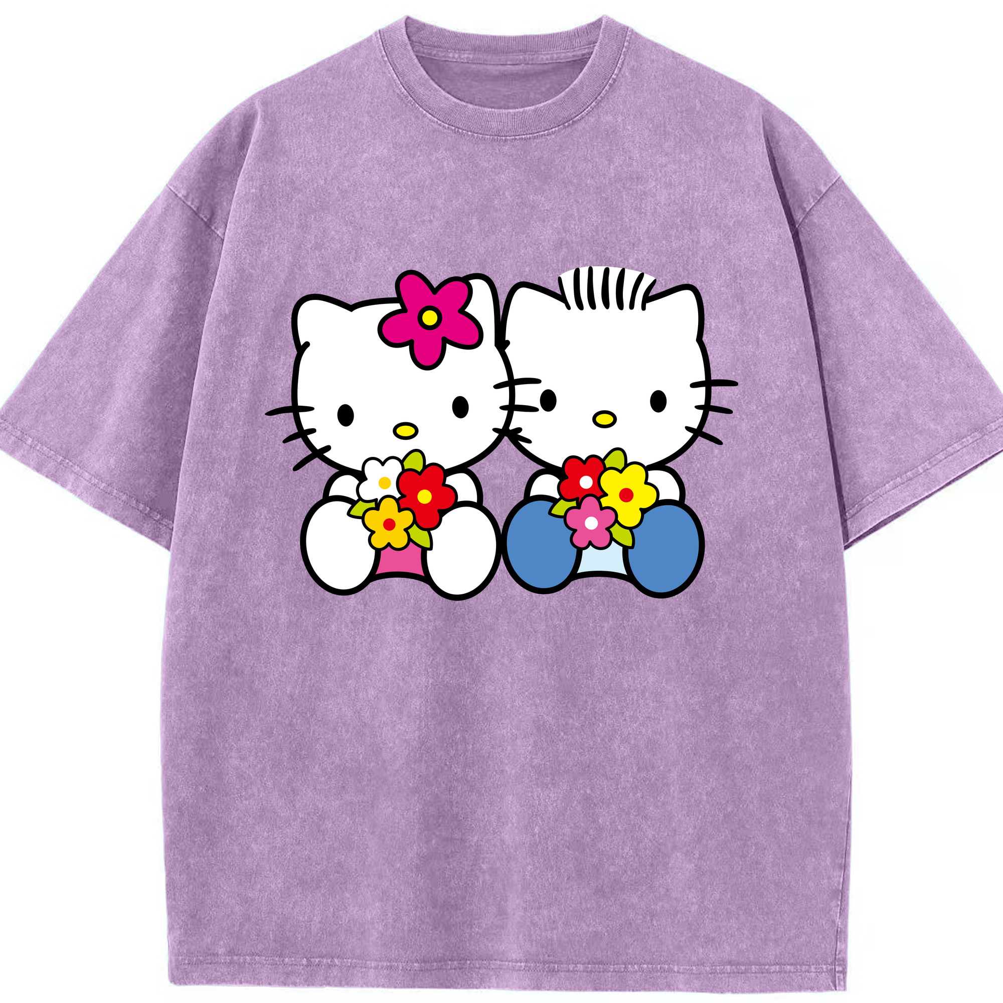 （画像用） Hello Kitty ハローキティ 綿100% ヴィンテージ風 半袖Tシャツ（フロントプリント）
