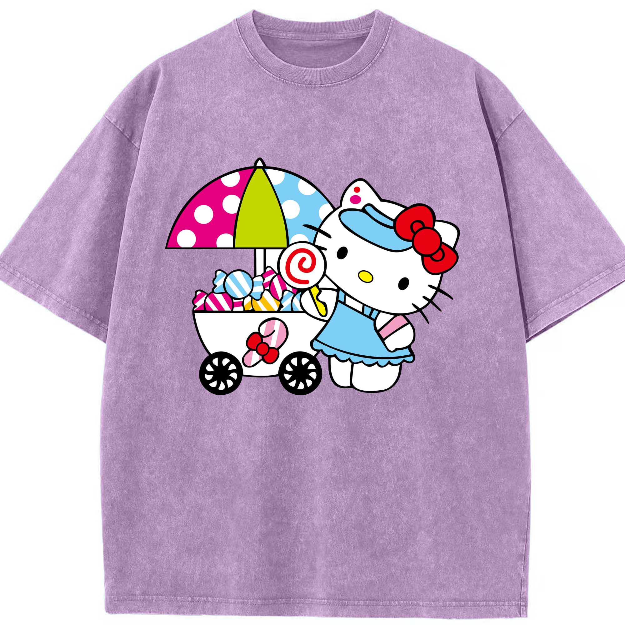 （画像用） Hello Kitty ハローキティ 綿100% ヴィンテージ風 半袖Tシャツ（フロントプリント）