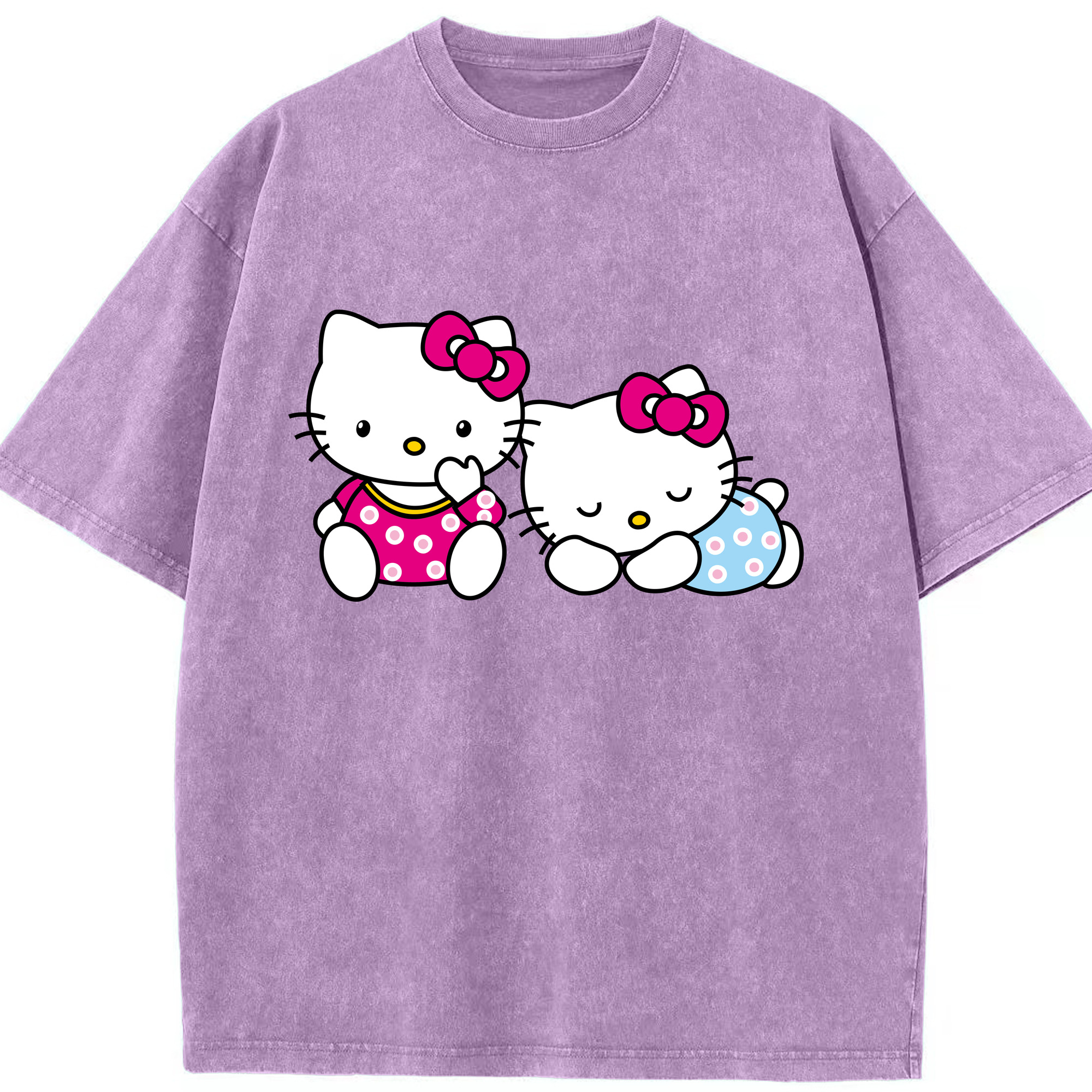 （画像用） Hello Kitty ハローキティ 綿100% ヴィンテージ風 半袖Tシャツ（フロントプリント）