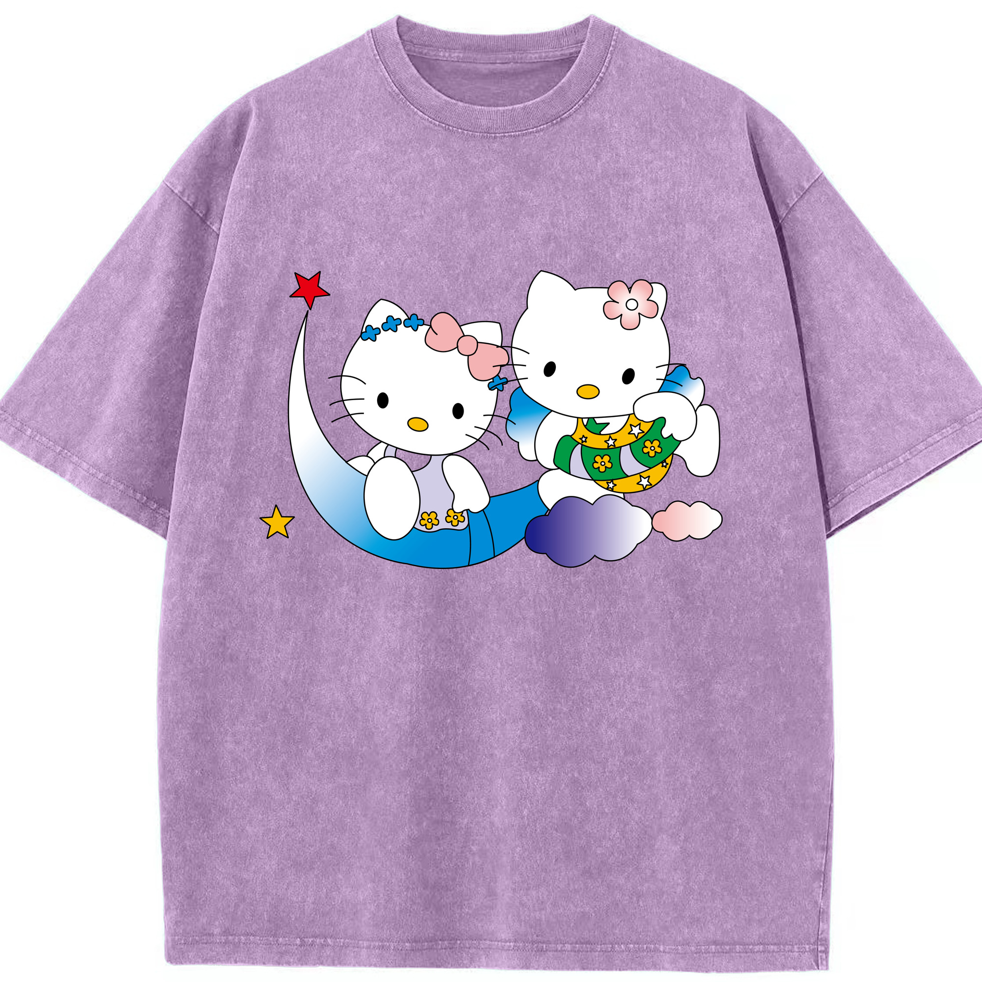 （画像用） Hello Kitty ハローキティ 綿100% ヴィンテージ風 半袖Tシャツ（フロントプリント）